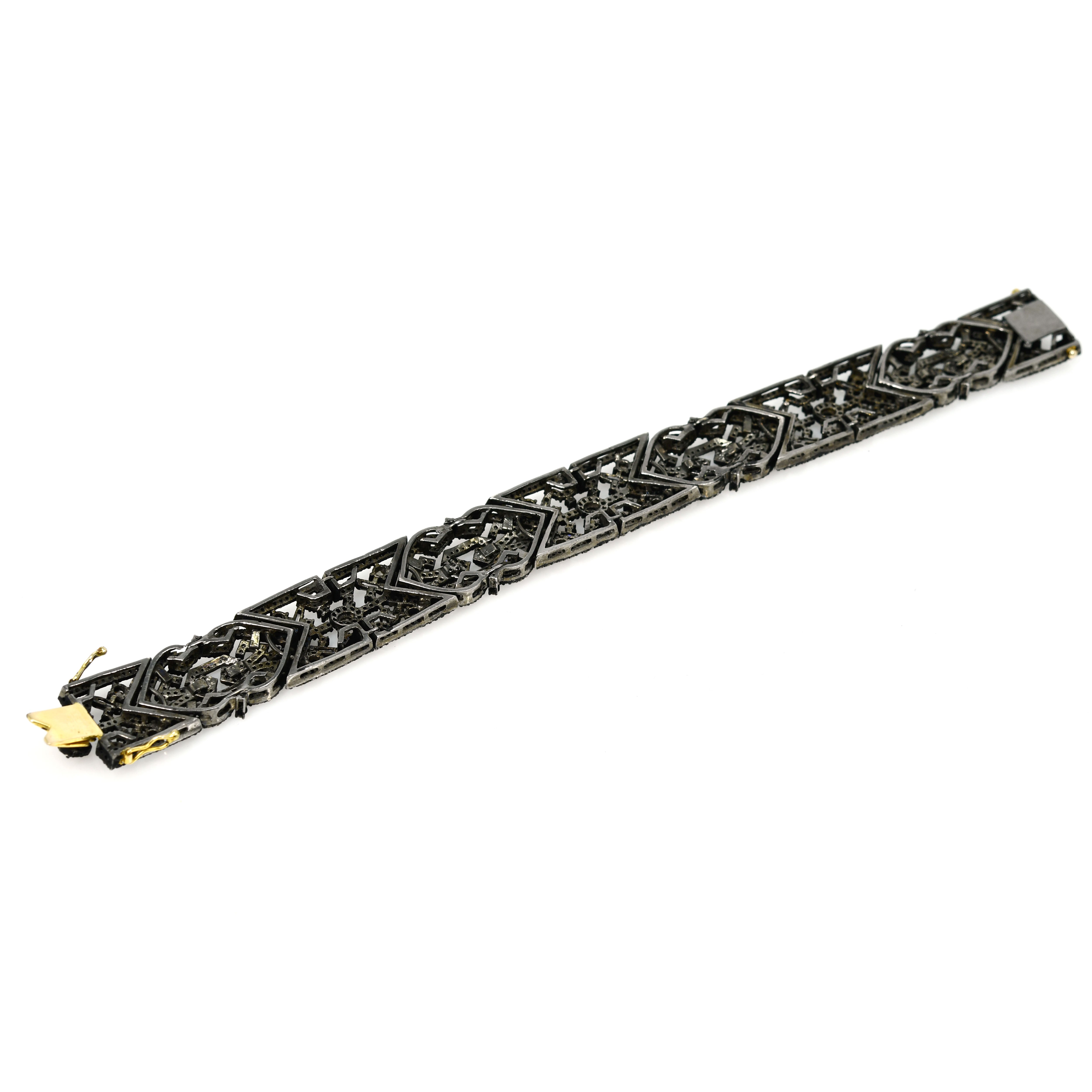 14k Yellow Gold Rose-Cut Diamond Bracelet