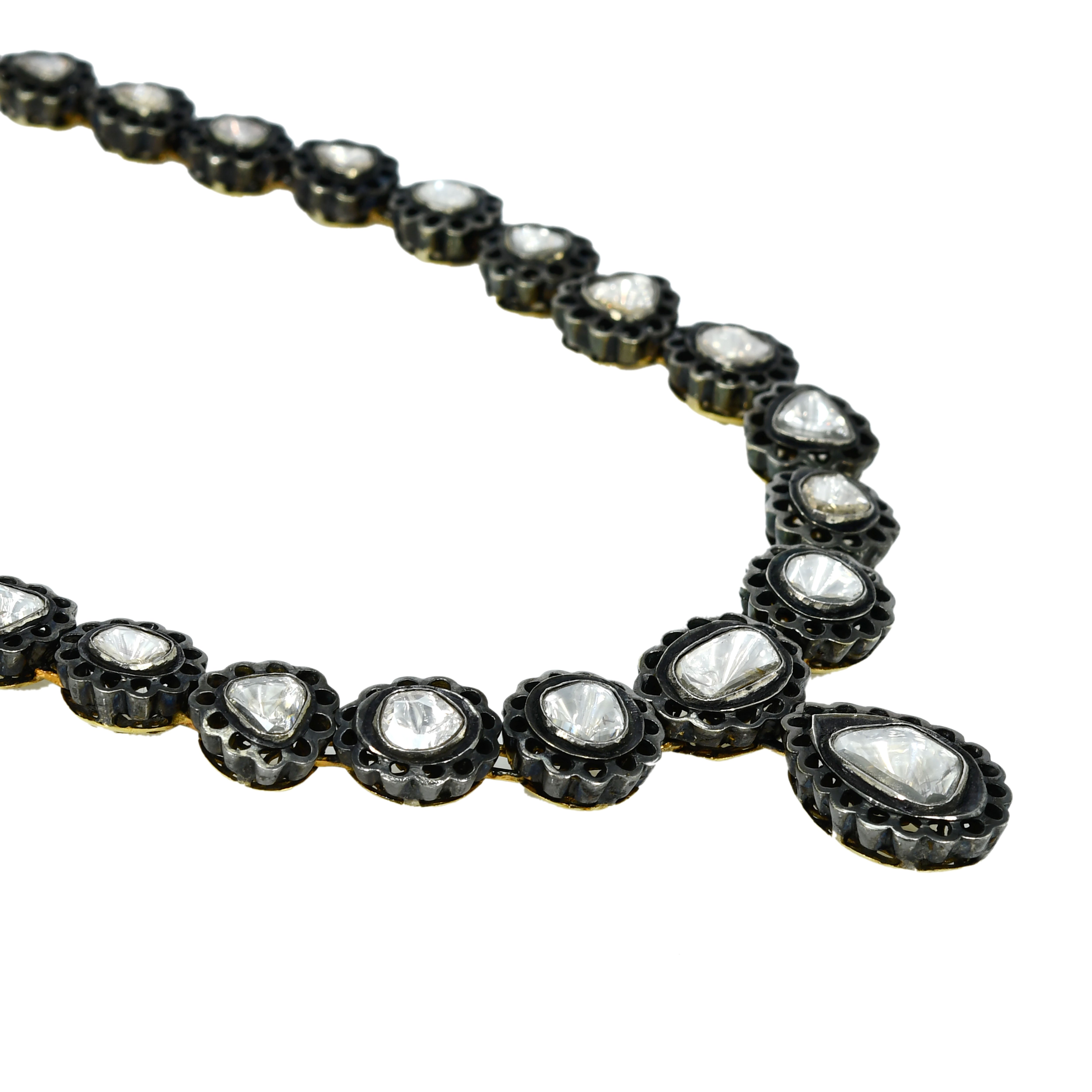 Victorian Yellow Gold & Silver Diamond Necklace Set