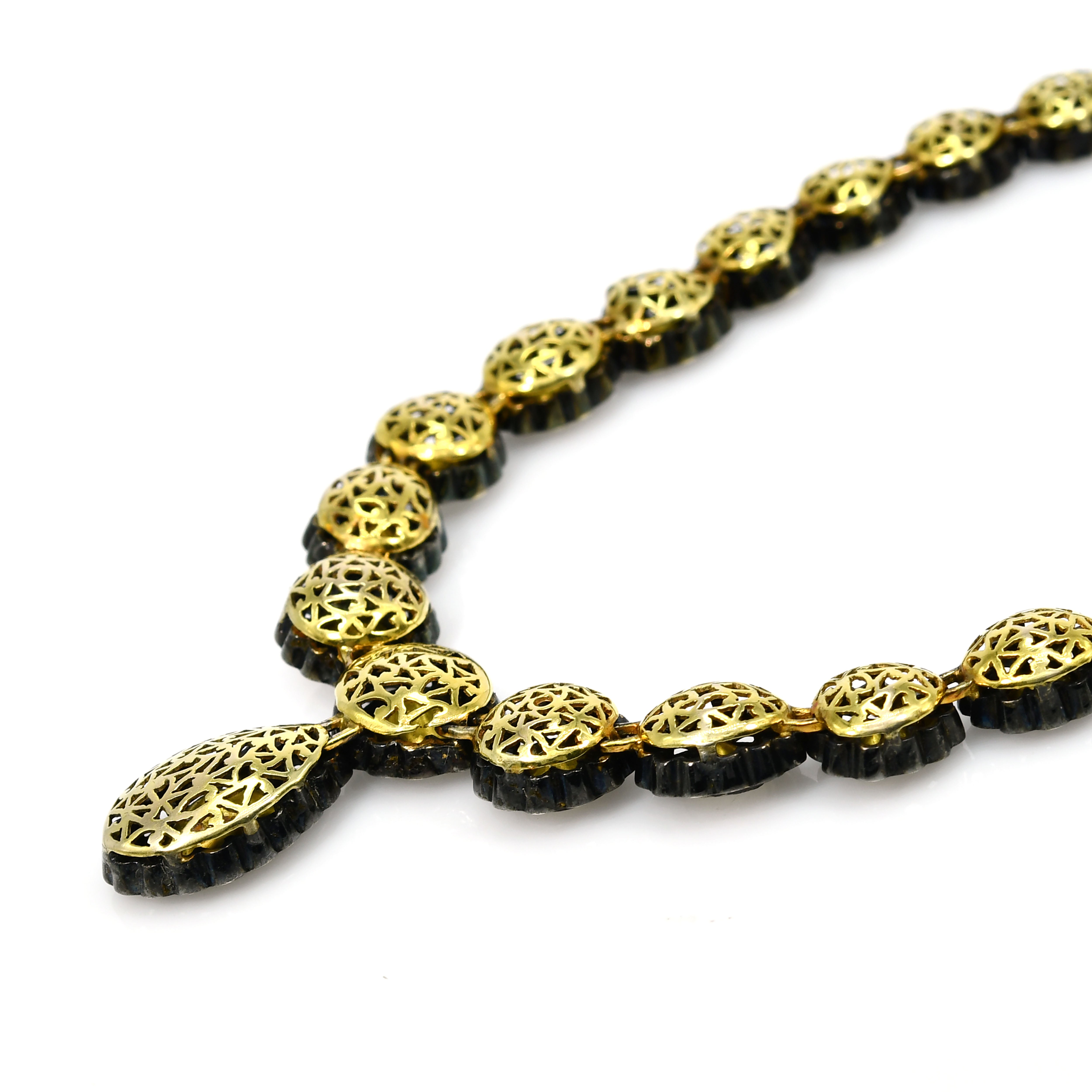 Victorian Yellow Gold & Silver Diamond Necklace Set