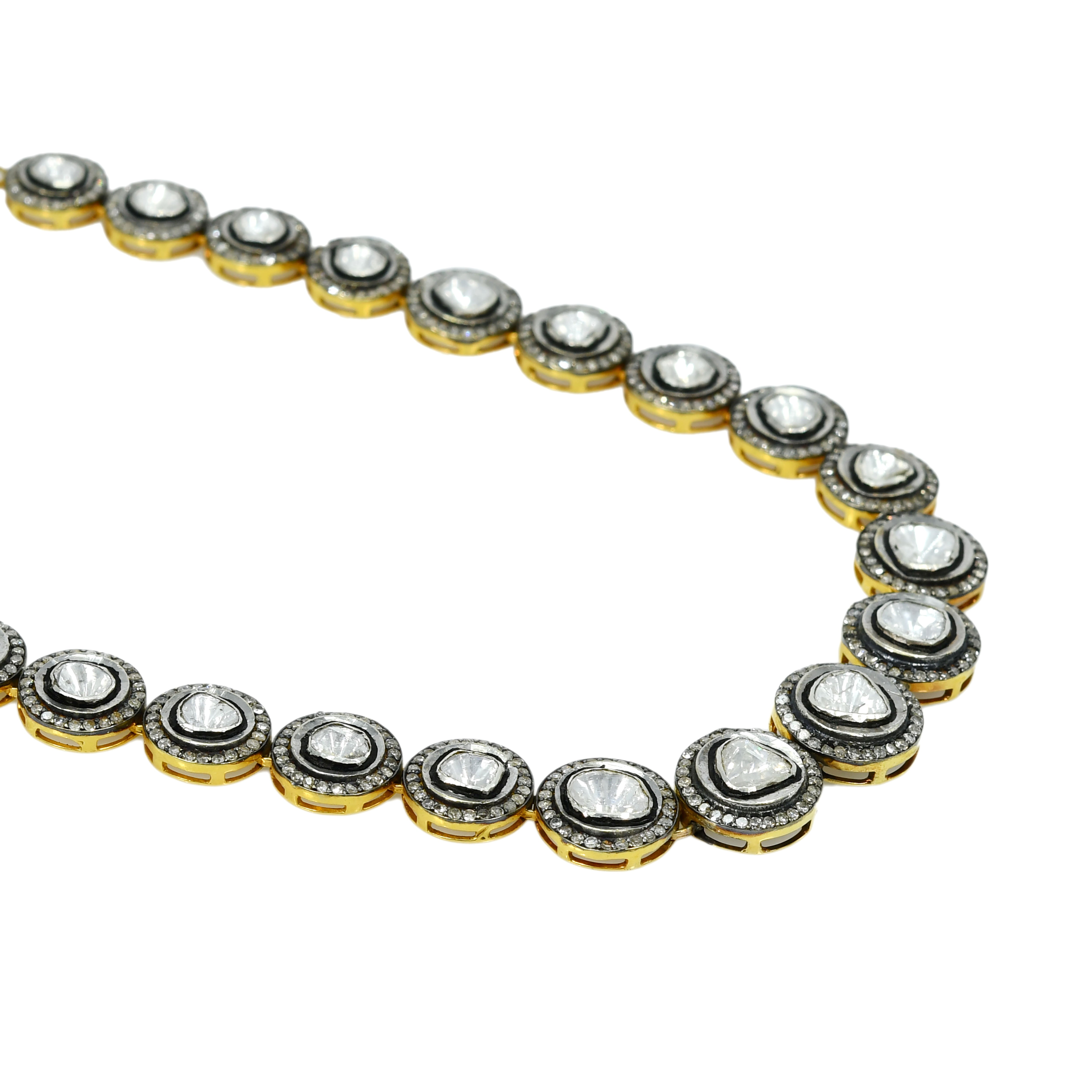 Victorian Yellow Gold & Silver Diamond Necklace