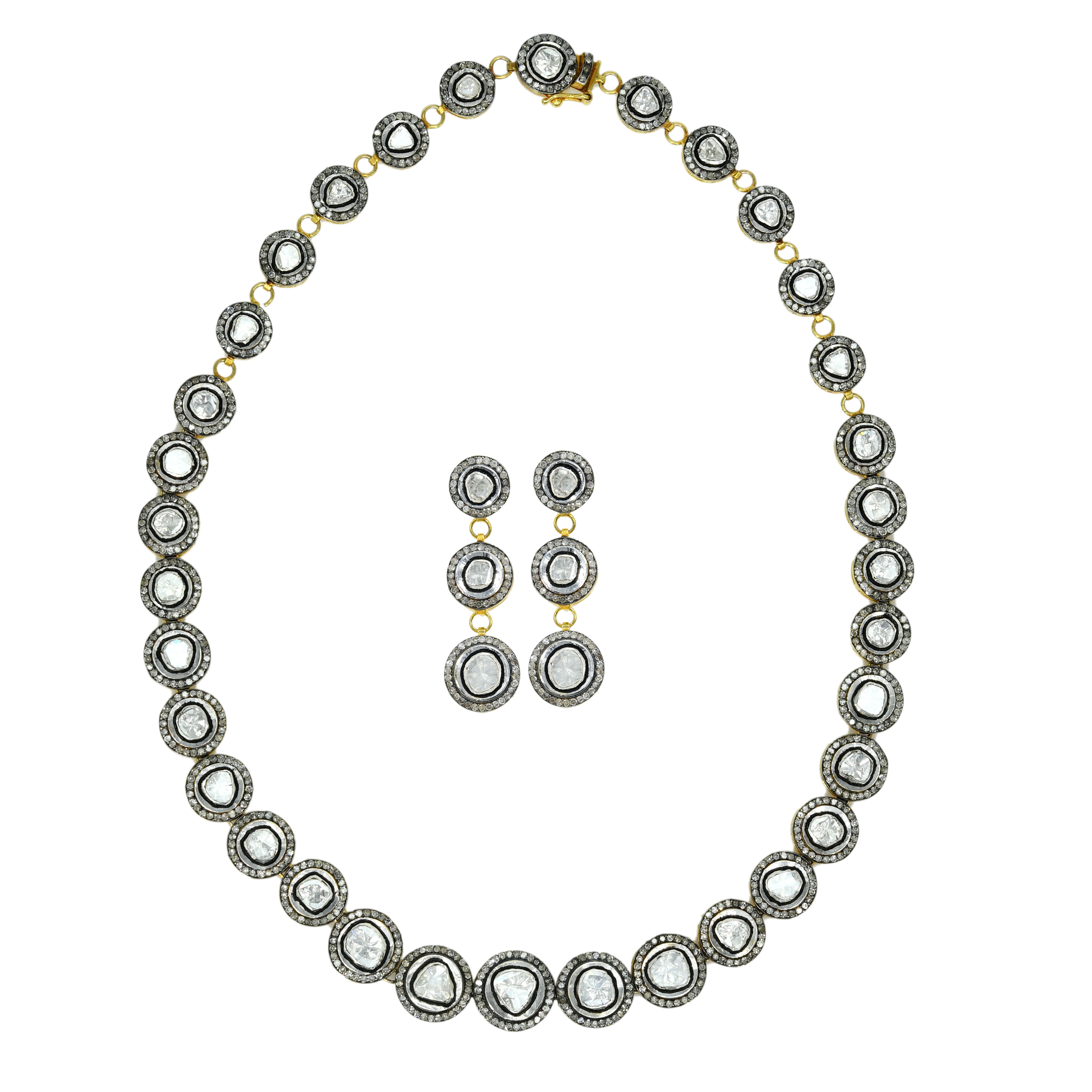 Victorian Yellow Gold & Silver Diamond Necklace