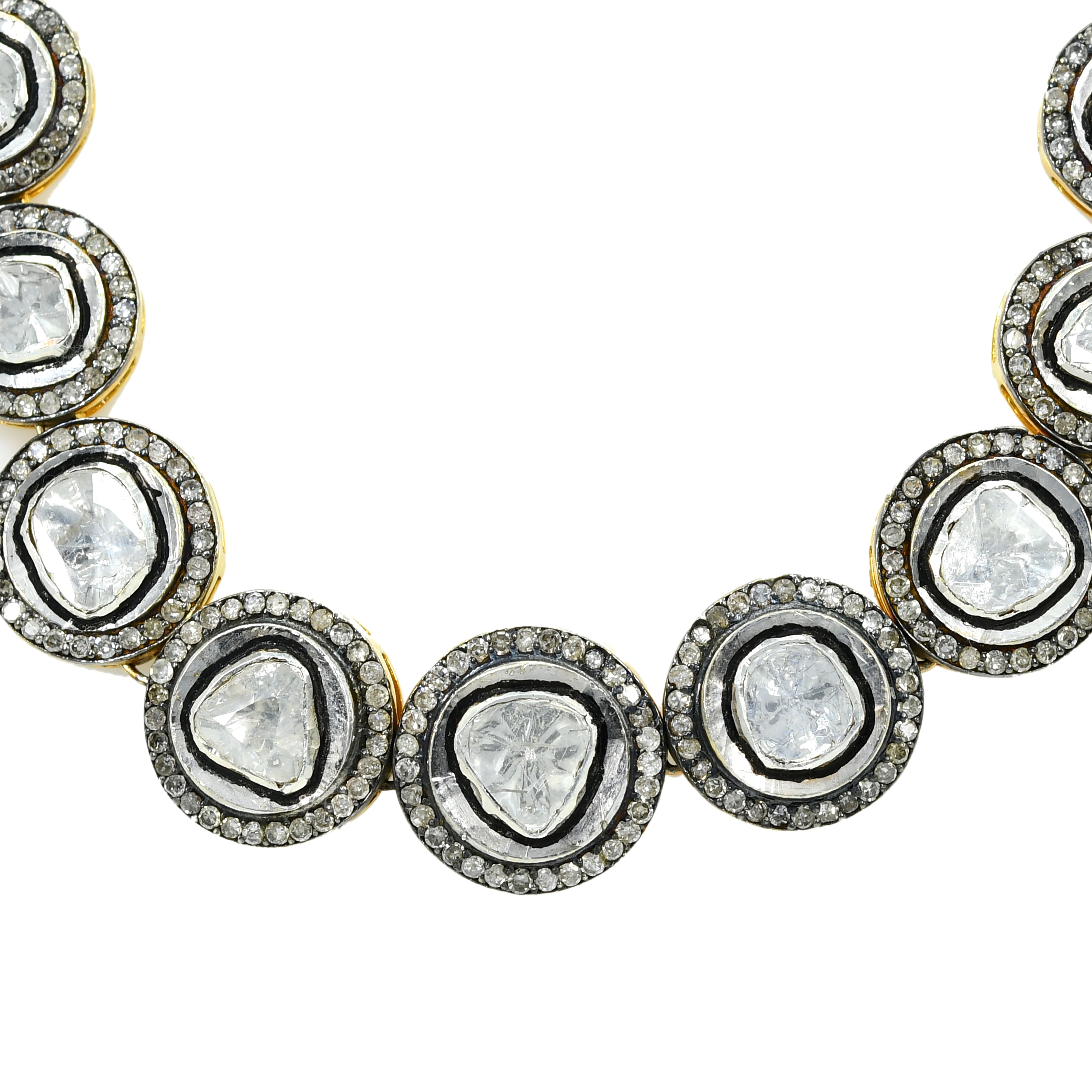 Victorian Yellow Gold & Silver Diamond Necklace