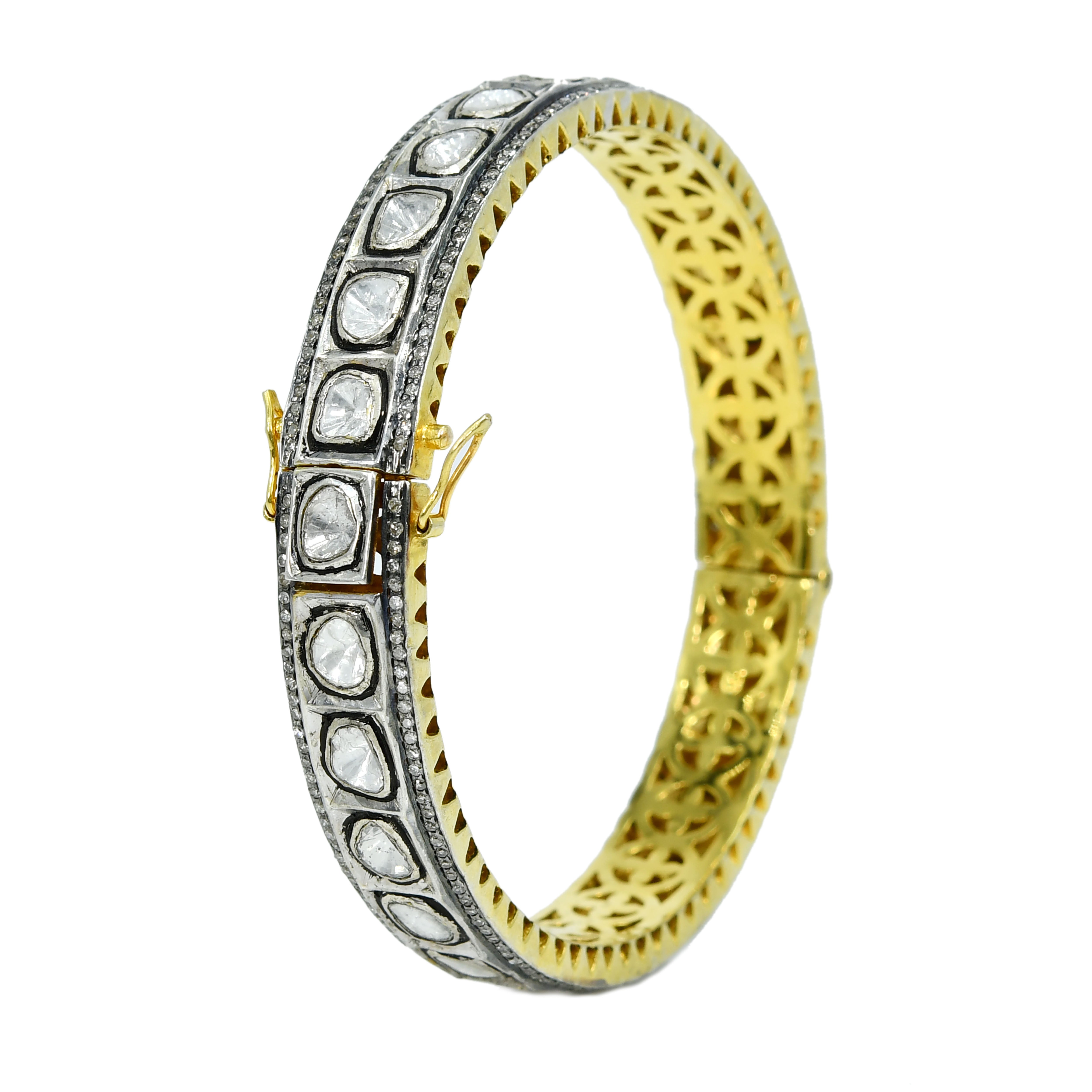 14k Yellow Gold Diamond Royal Bangle