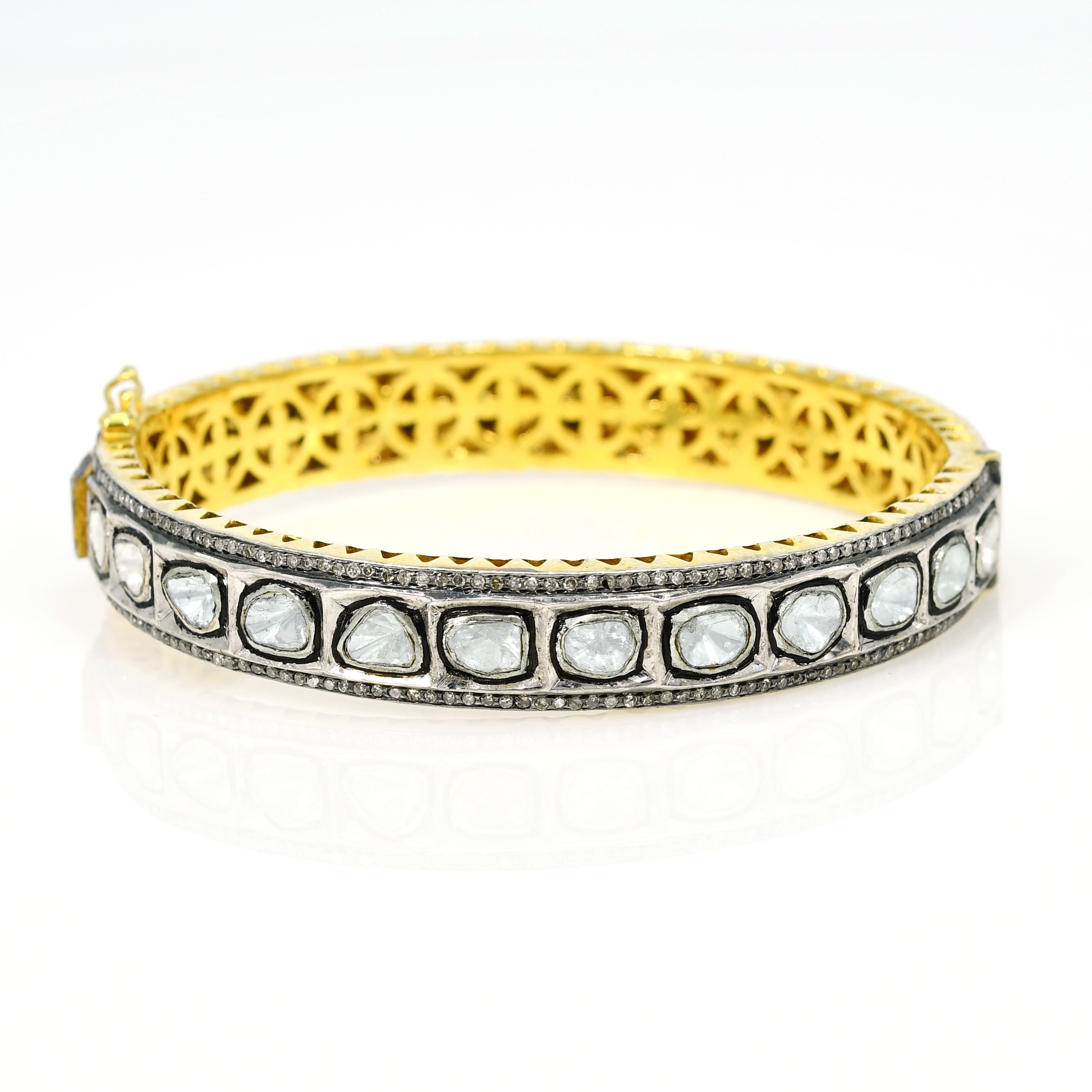 14k Yellow Gold Diamond Royal Bangle
