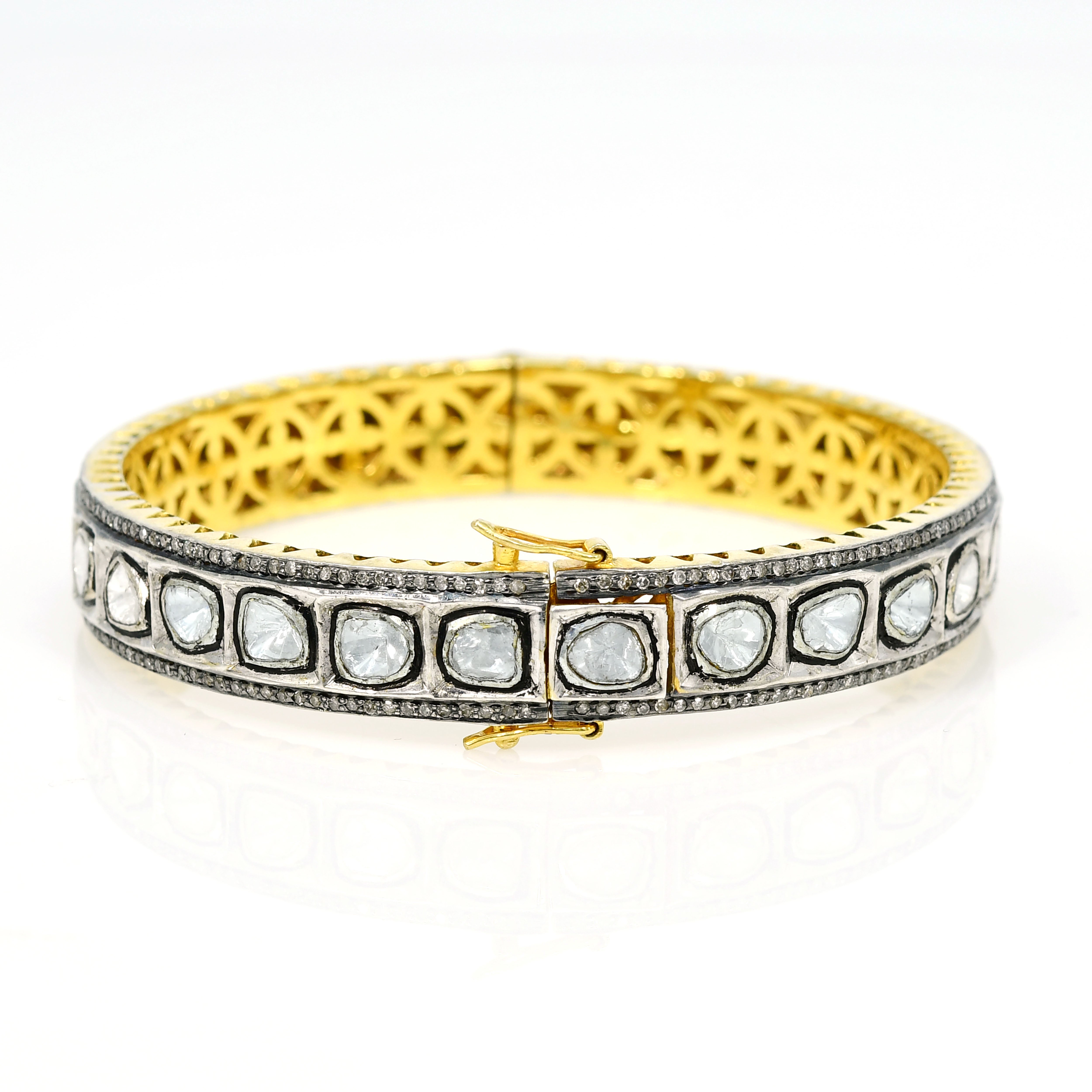 14k Yellow Gold Diamond Royal Bangle