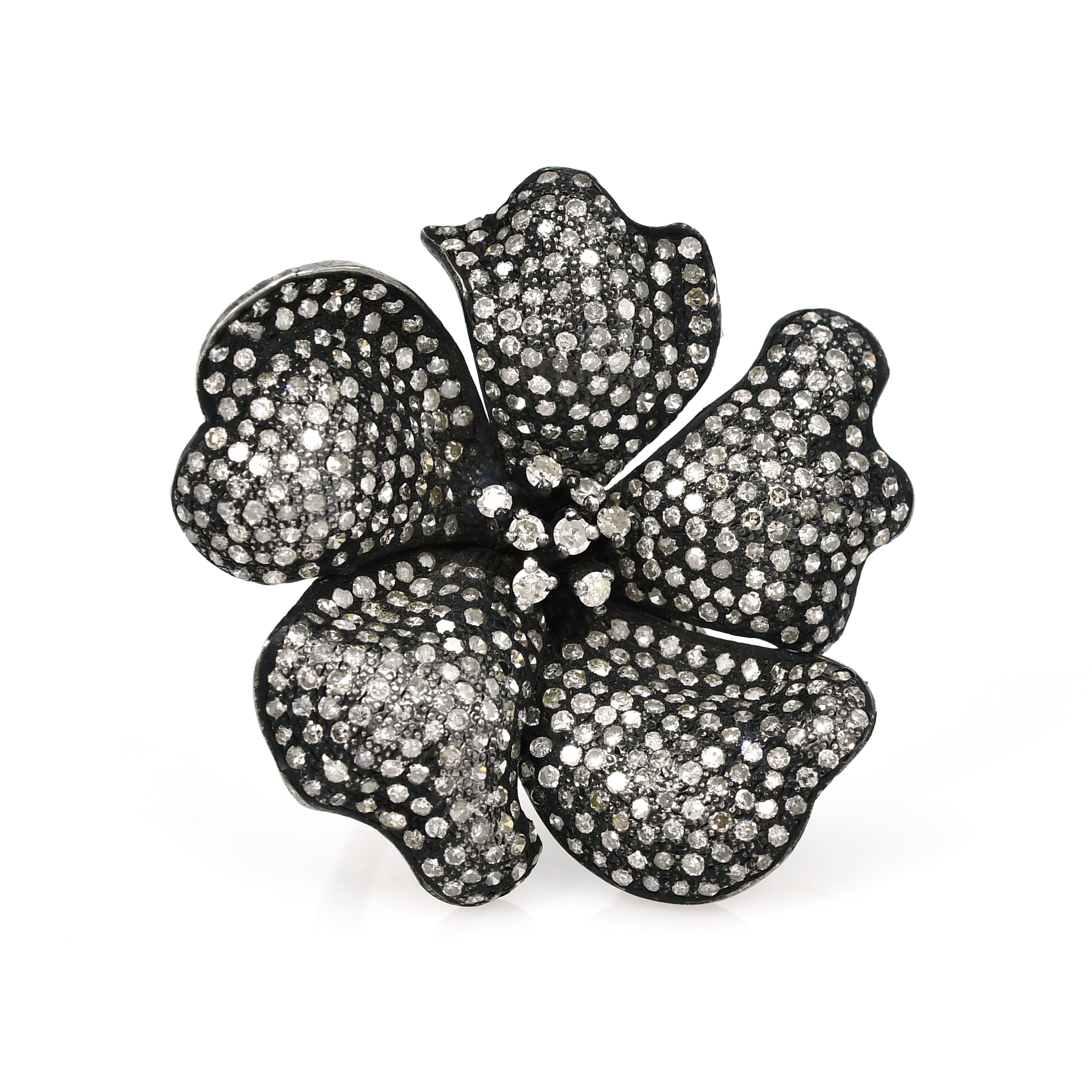 Silver Diamond Round Cut Ring