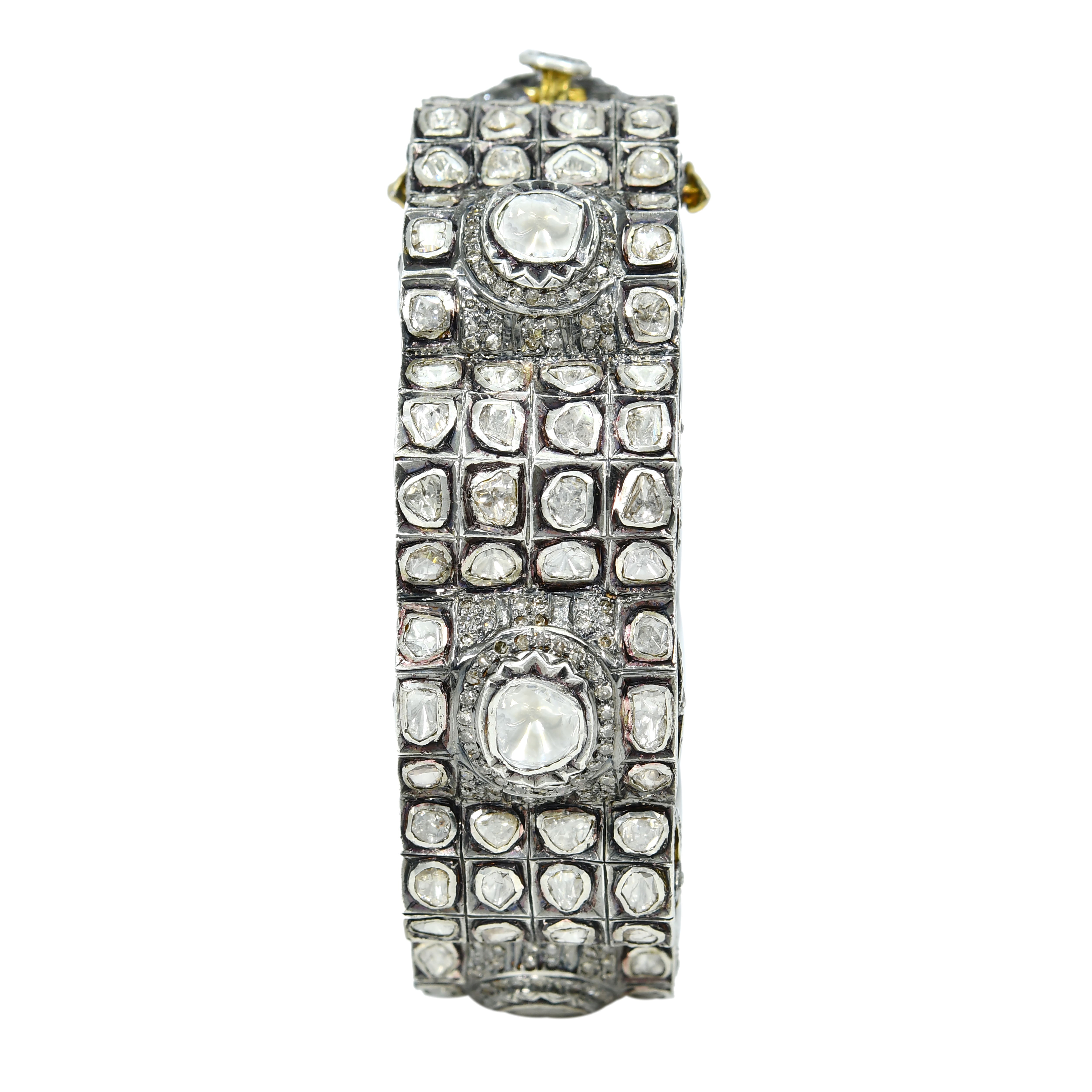 14k Yellow Gold Designer Diamond Royal Bangle
