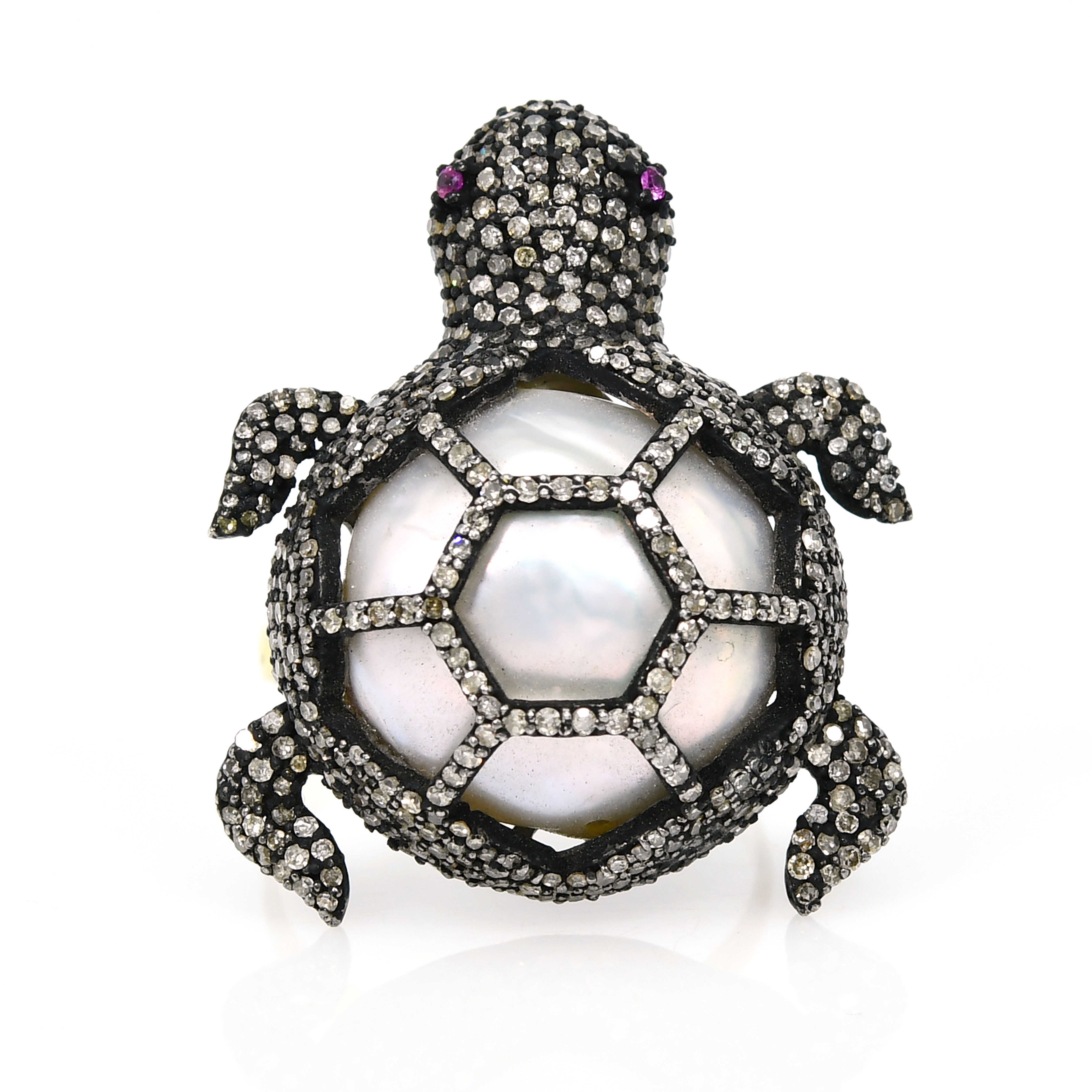 Tortoise Diamond Jungle Round Ring