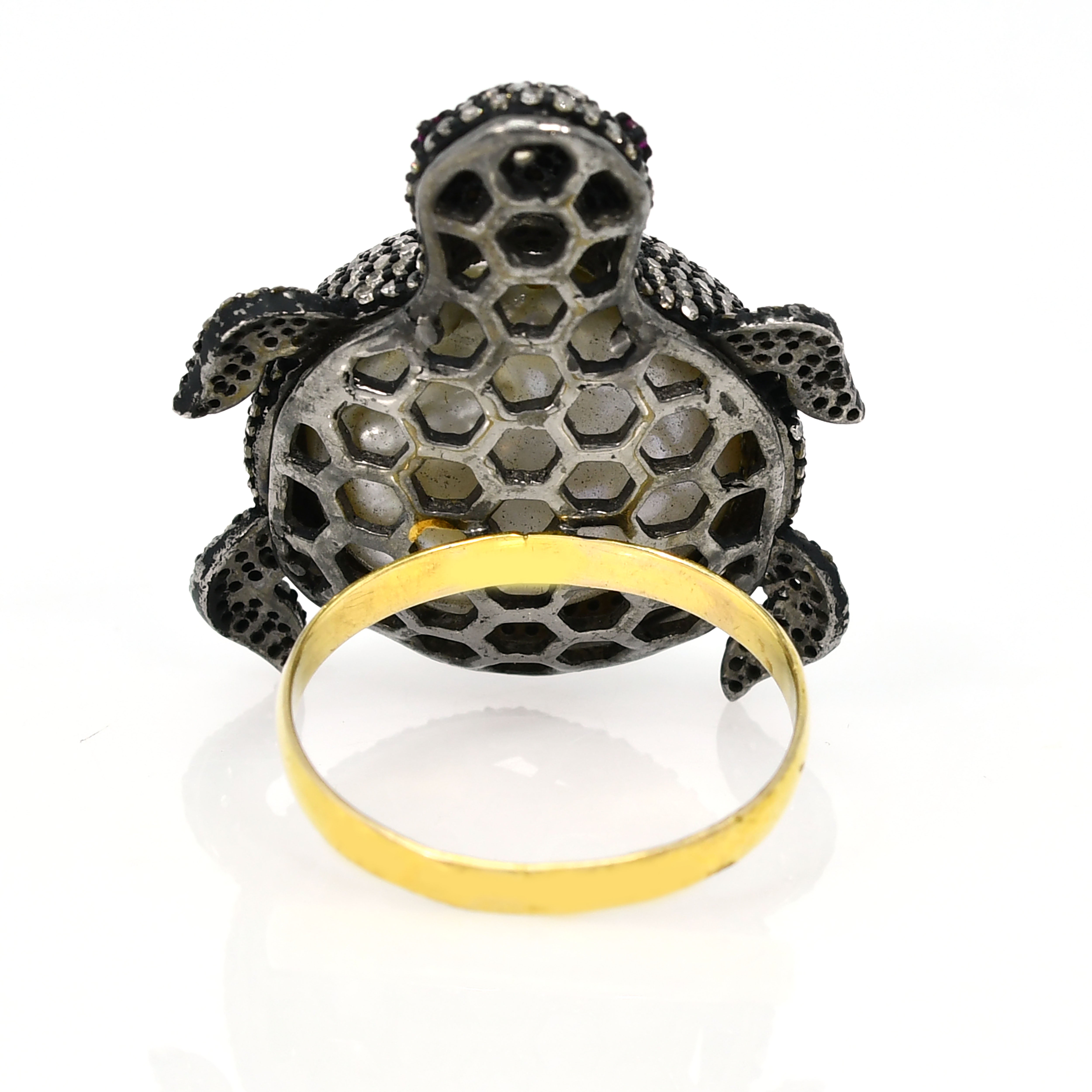 Tortoise Diamond Jungle Round Ring