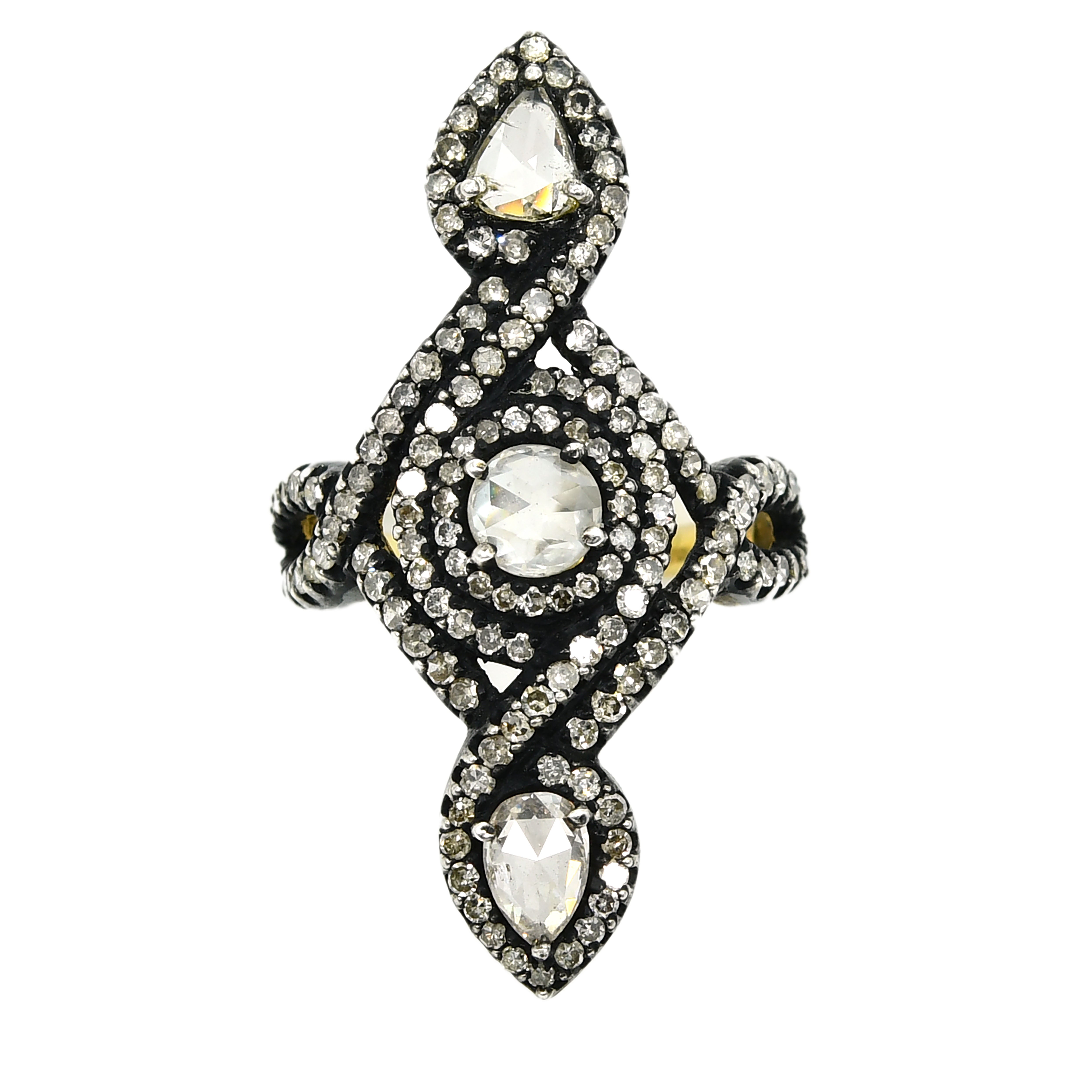 Heirloom Diamond Round Ring - Yellow Gold & Silver