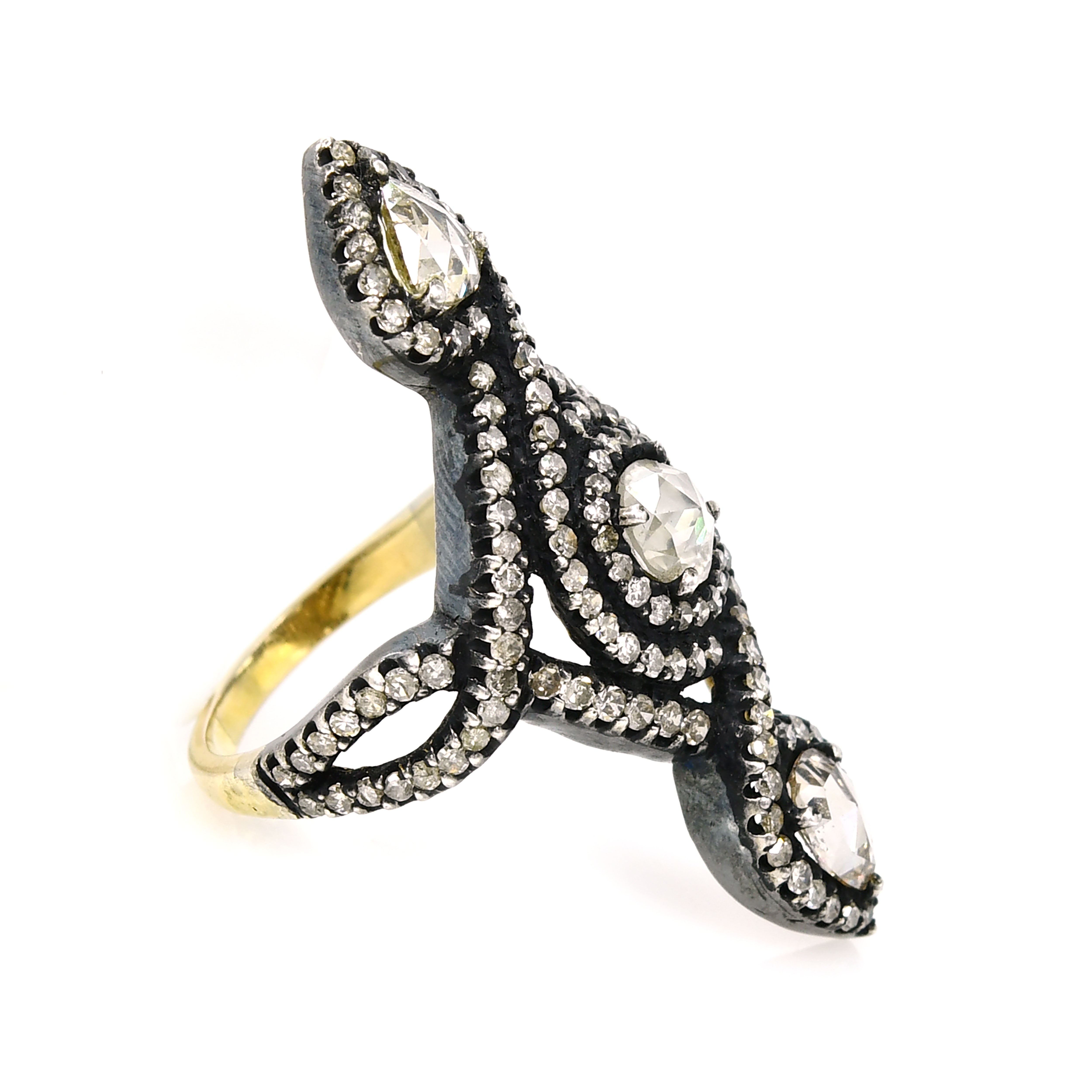 Heirloom Diamond Round Ring - Yellow Gold & Silver