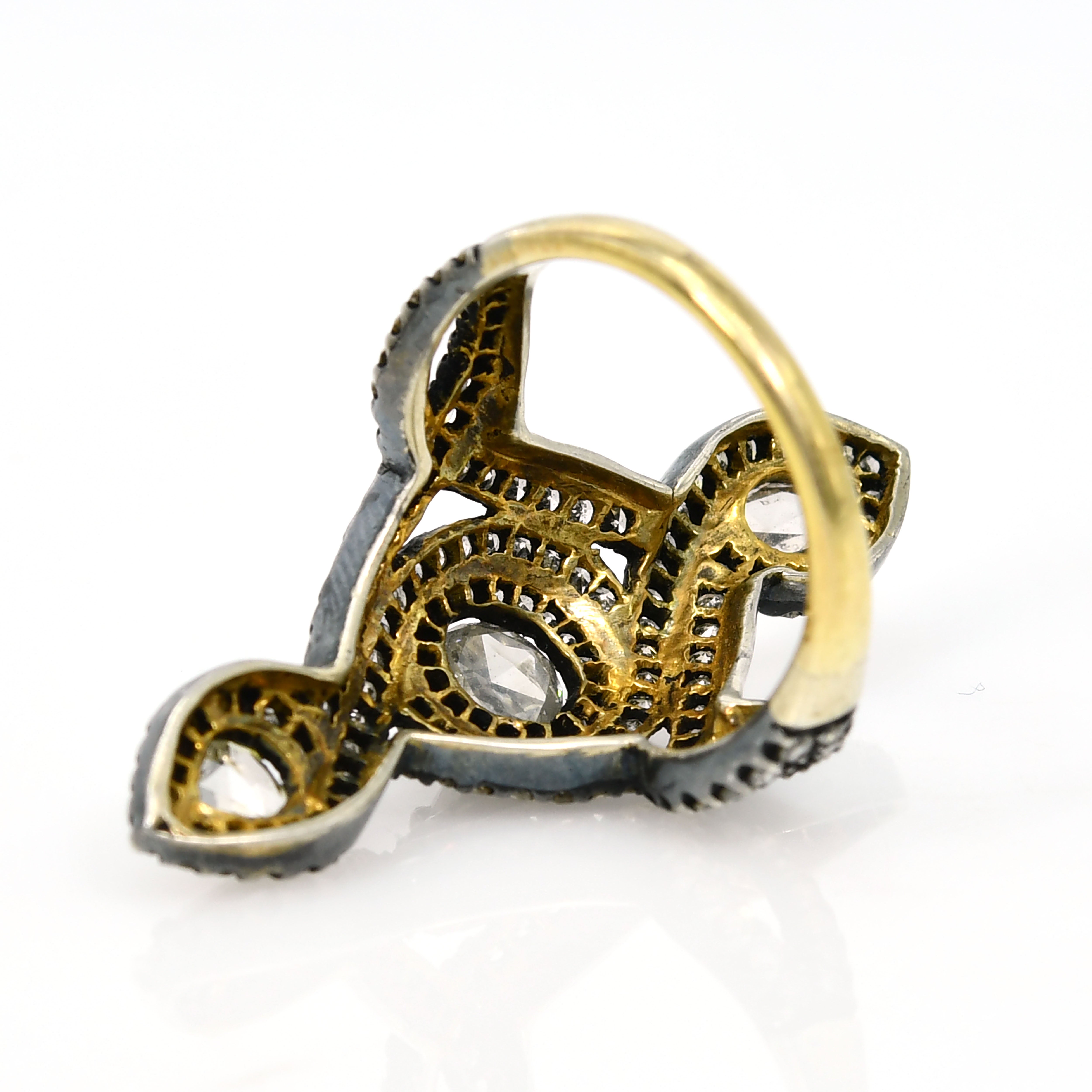 Heirloom Diamond Round Ring - Yellow Gold & Silver