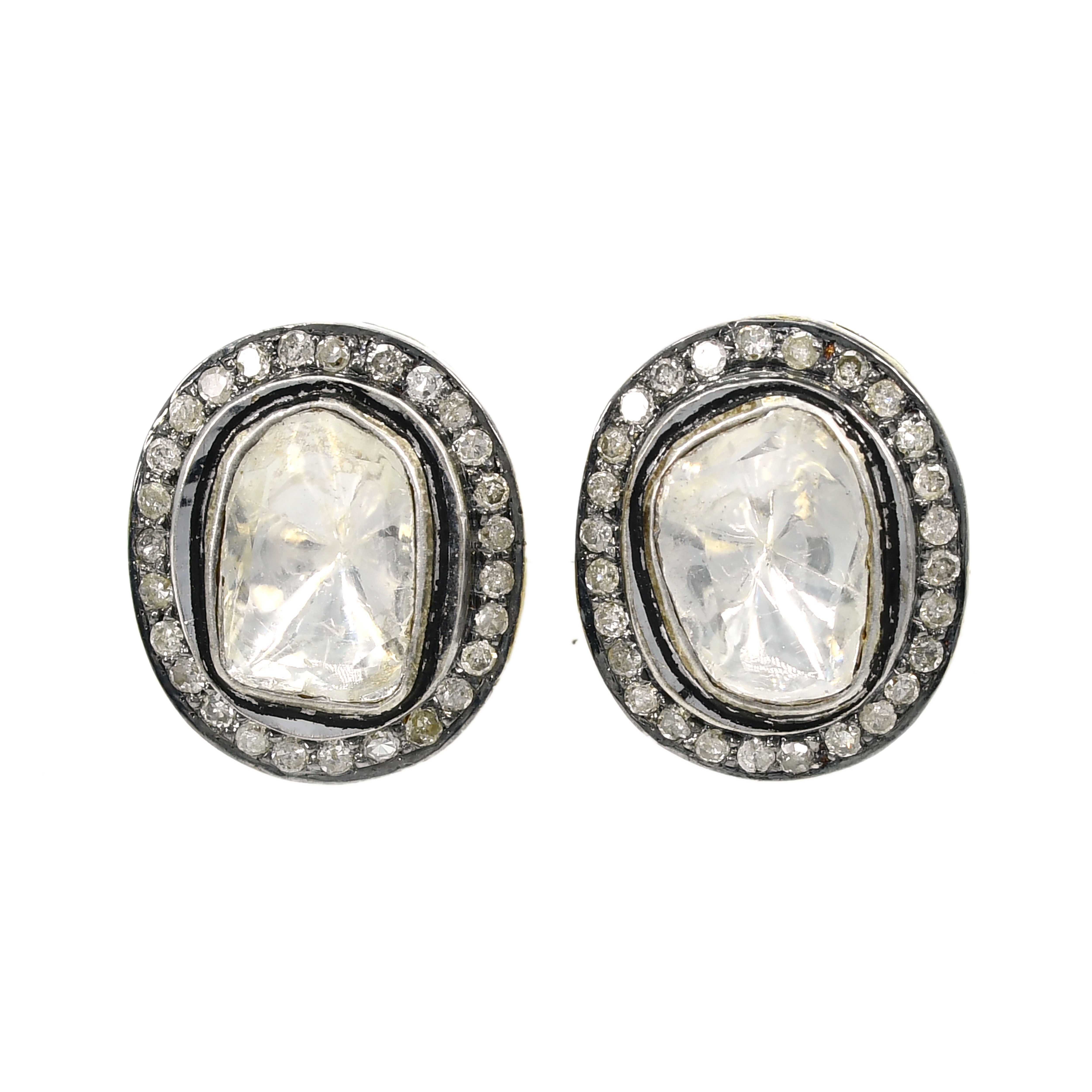 14k Yellow Gold Small Victorian Diamond Stud Earrings
