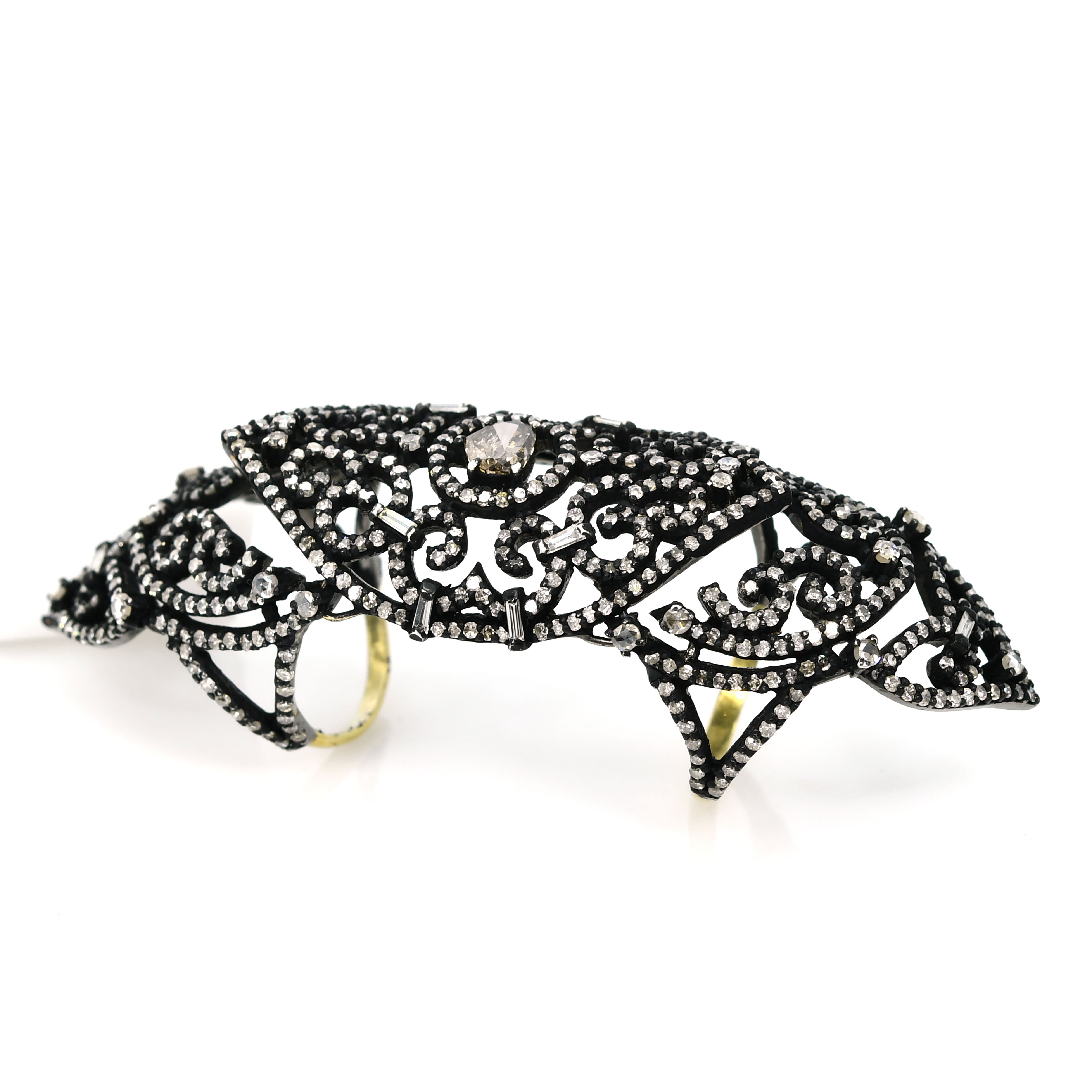 Victorian Diamond Round Ring - Yellow Gold & Silver