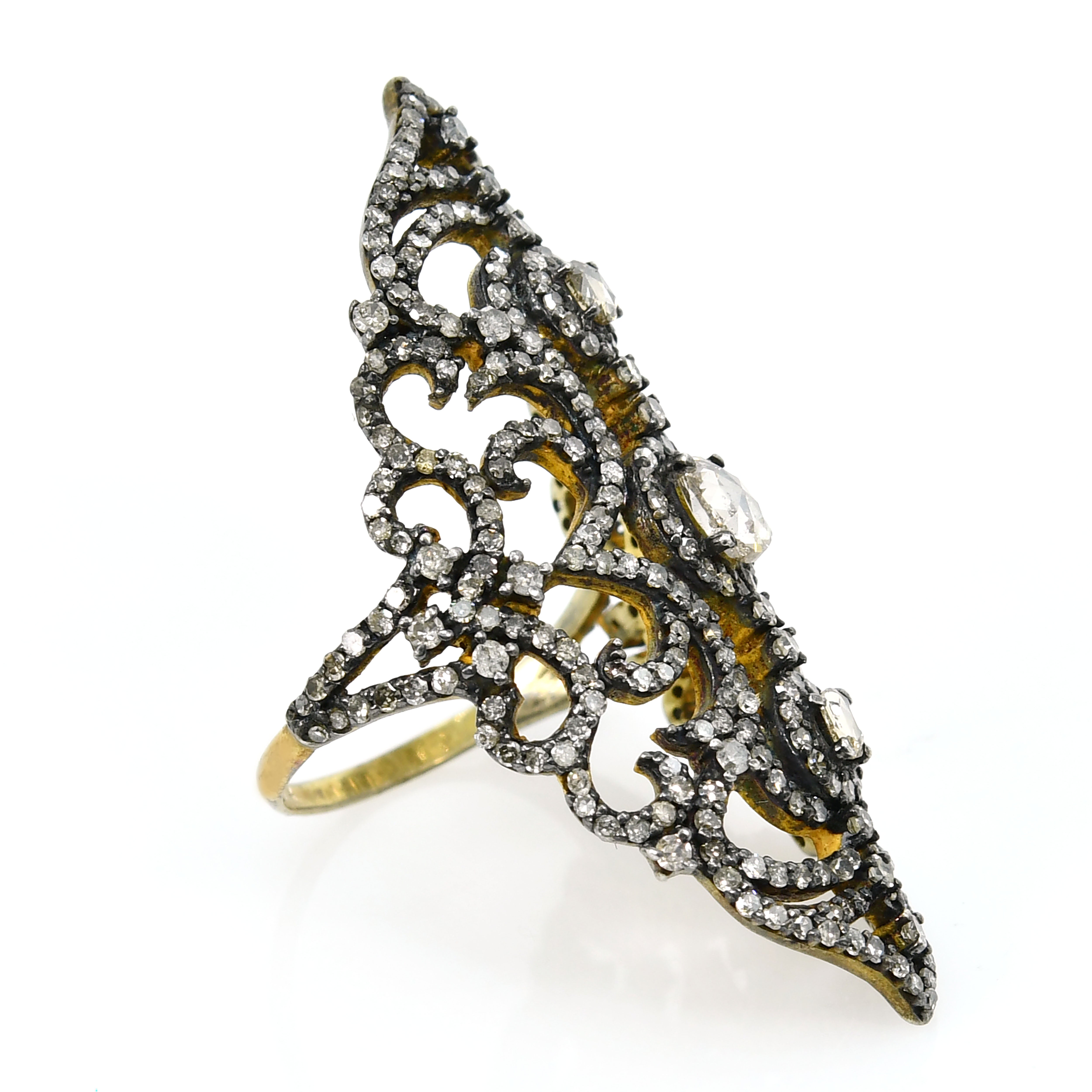 Victorian Oval Diamond Ring - Yellow Gold & Silver