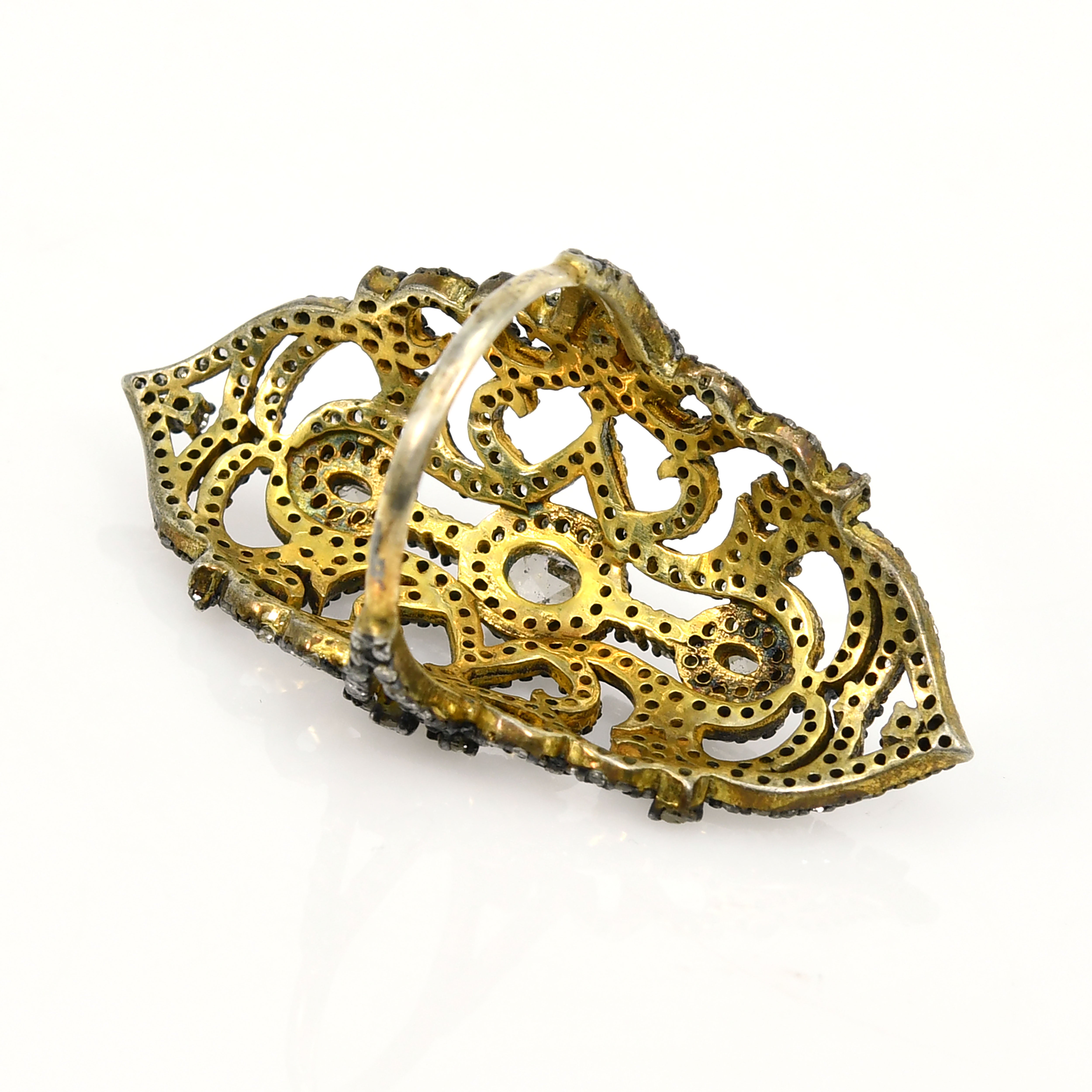 Victorian Oval Diamond Ring - Yellow Gold & Silver