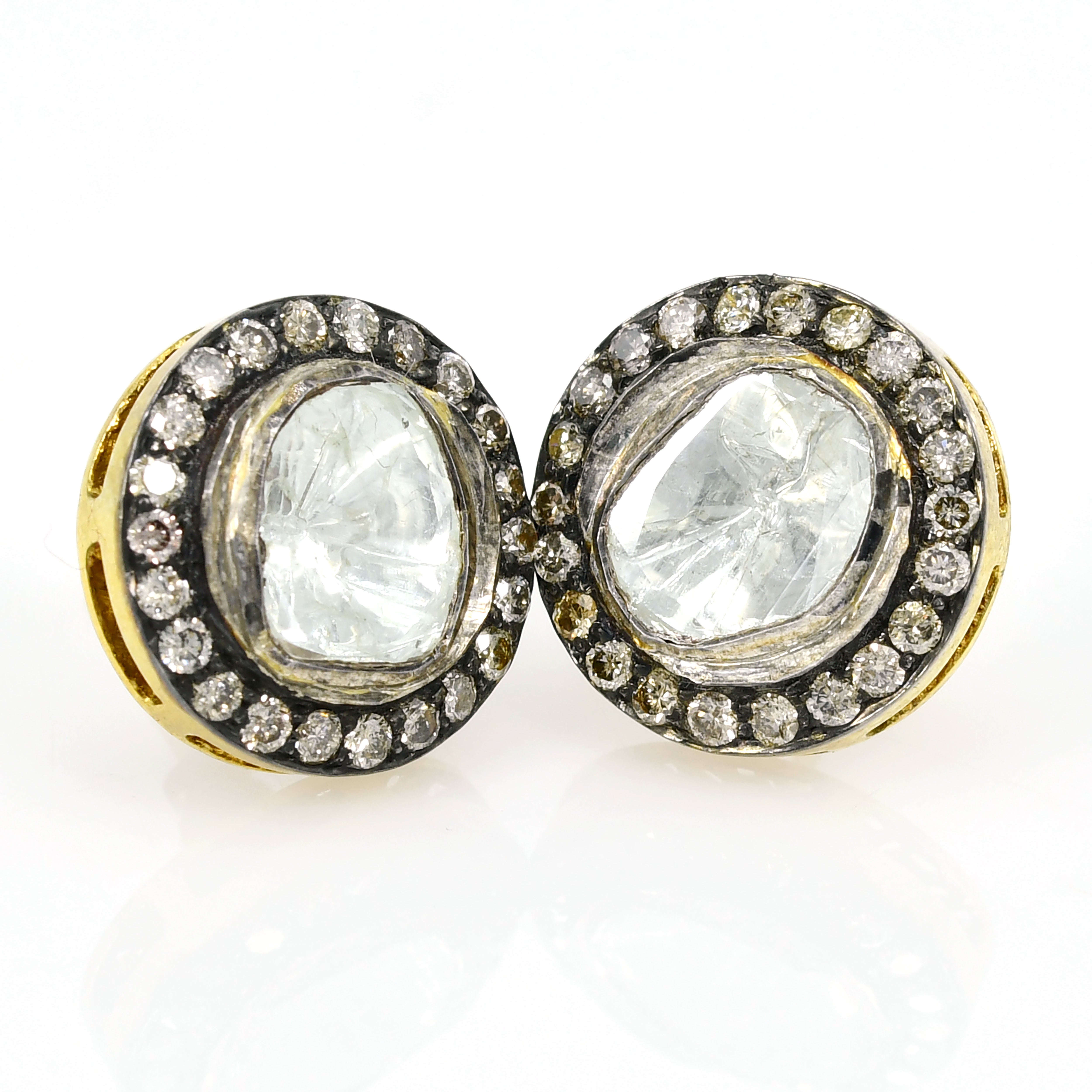 14k Yellow Gold Oval Push-Back Dangle Earrings - Handmade Victorian Style