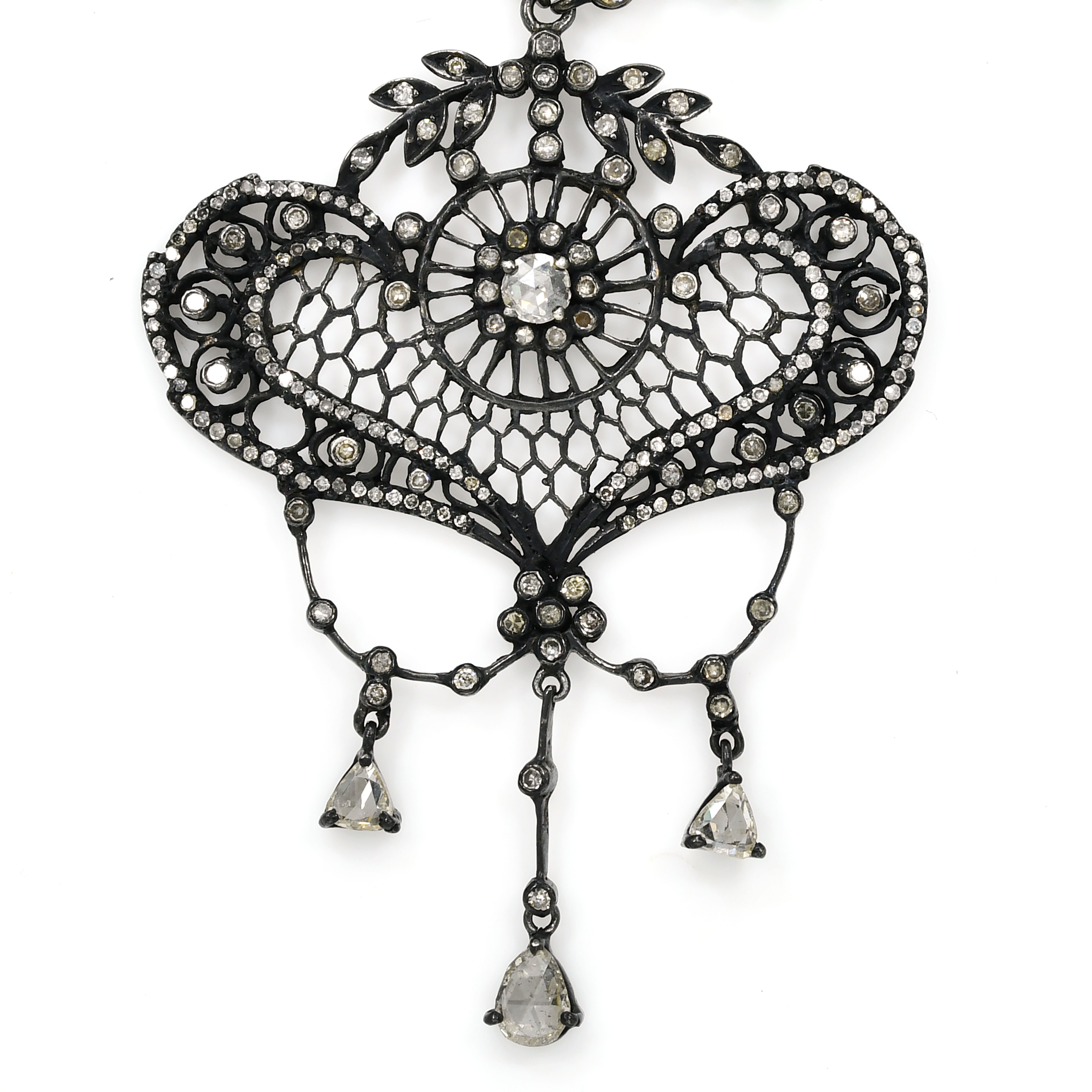 Victorian Sapphire & Diamond Necklace - Yellow Gold & Silver
