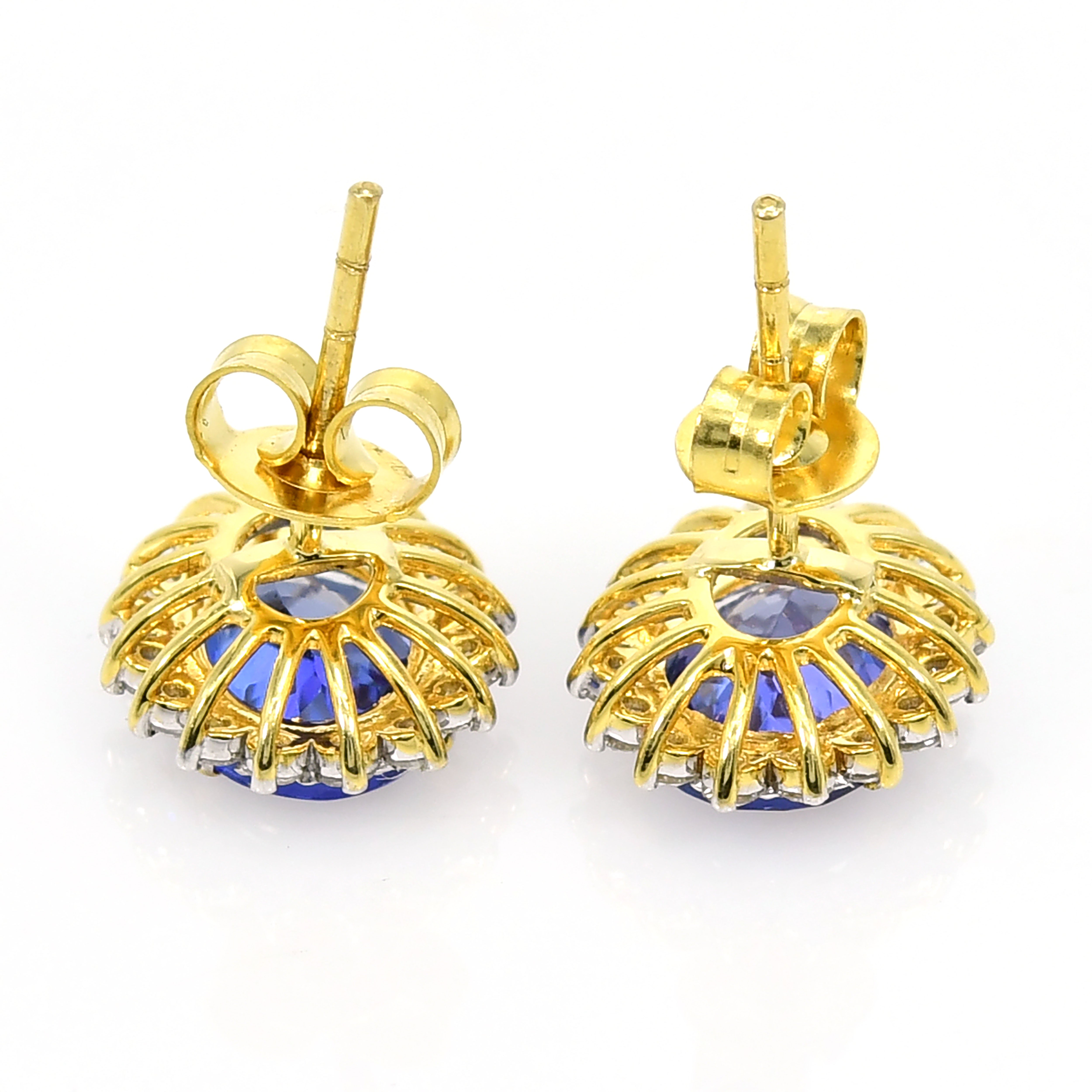 14k Yellow Gold Oval Tanzanite & Diamond Earrings