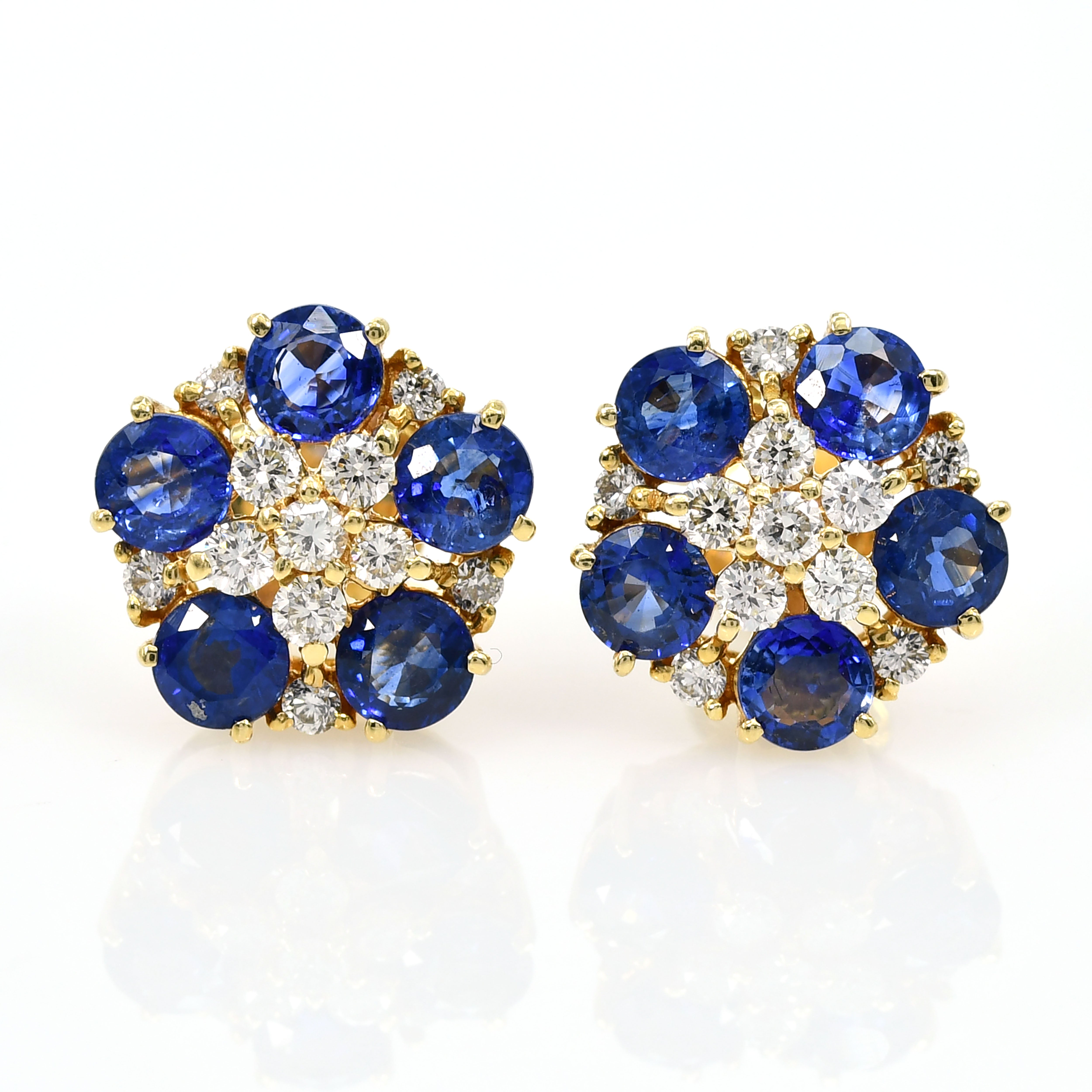 18k Yellow Gold Pear Sapphire & Diamond Earrings