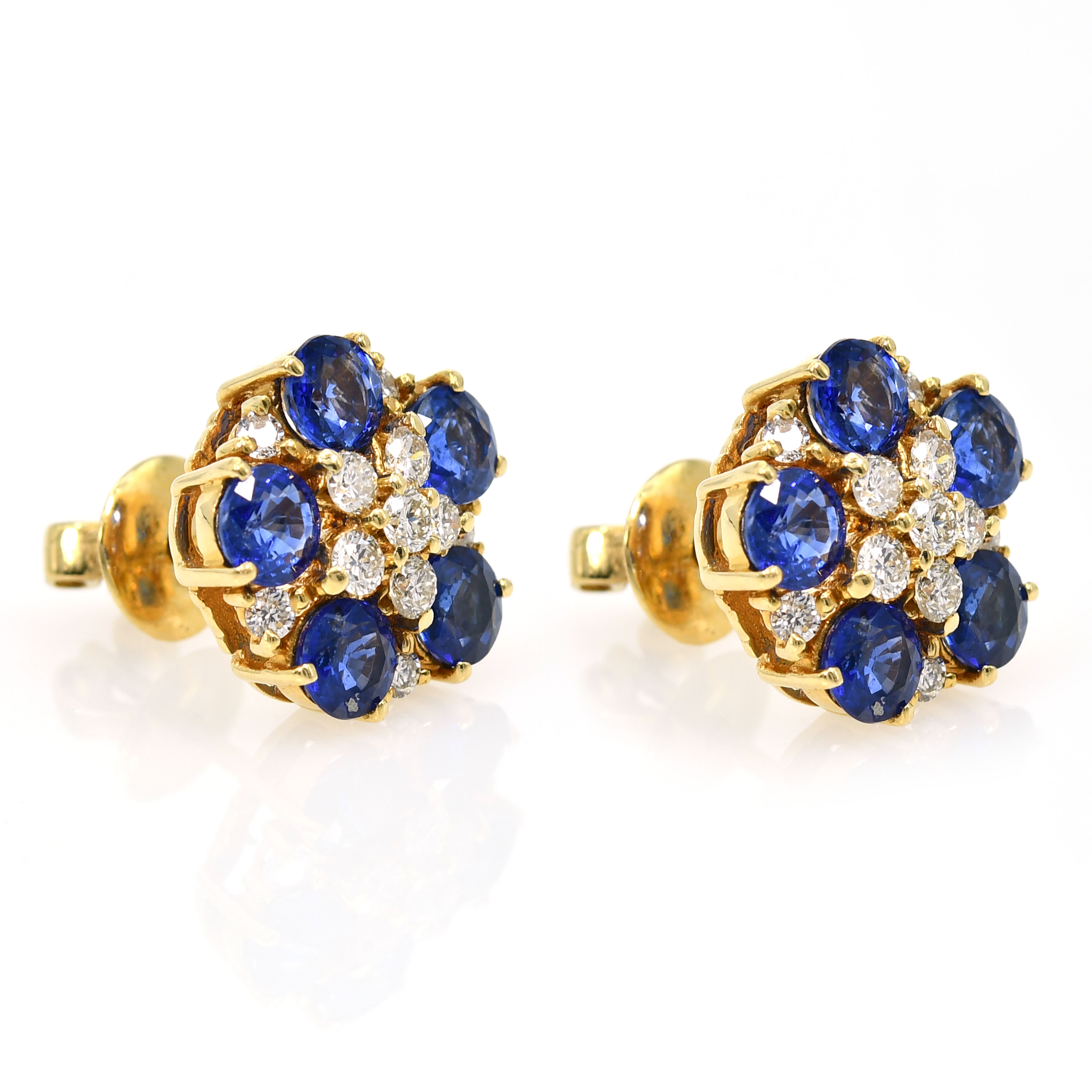 18k Yellow Gold Pear Sapphire & Diamond Earrings