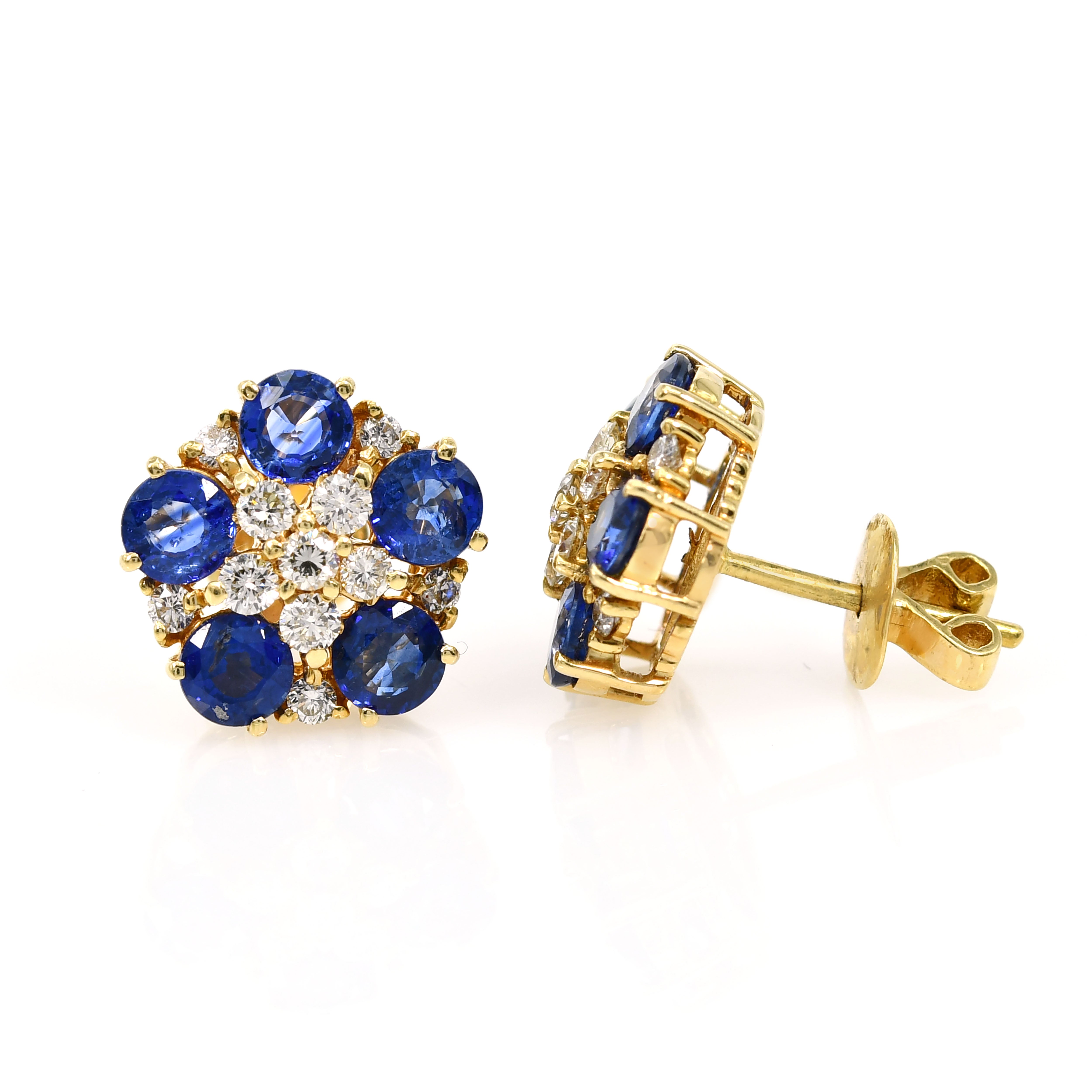 18k Yellow Gold Pear Sapphire & Diamond Earrings