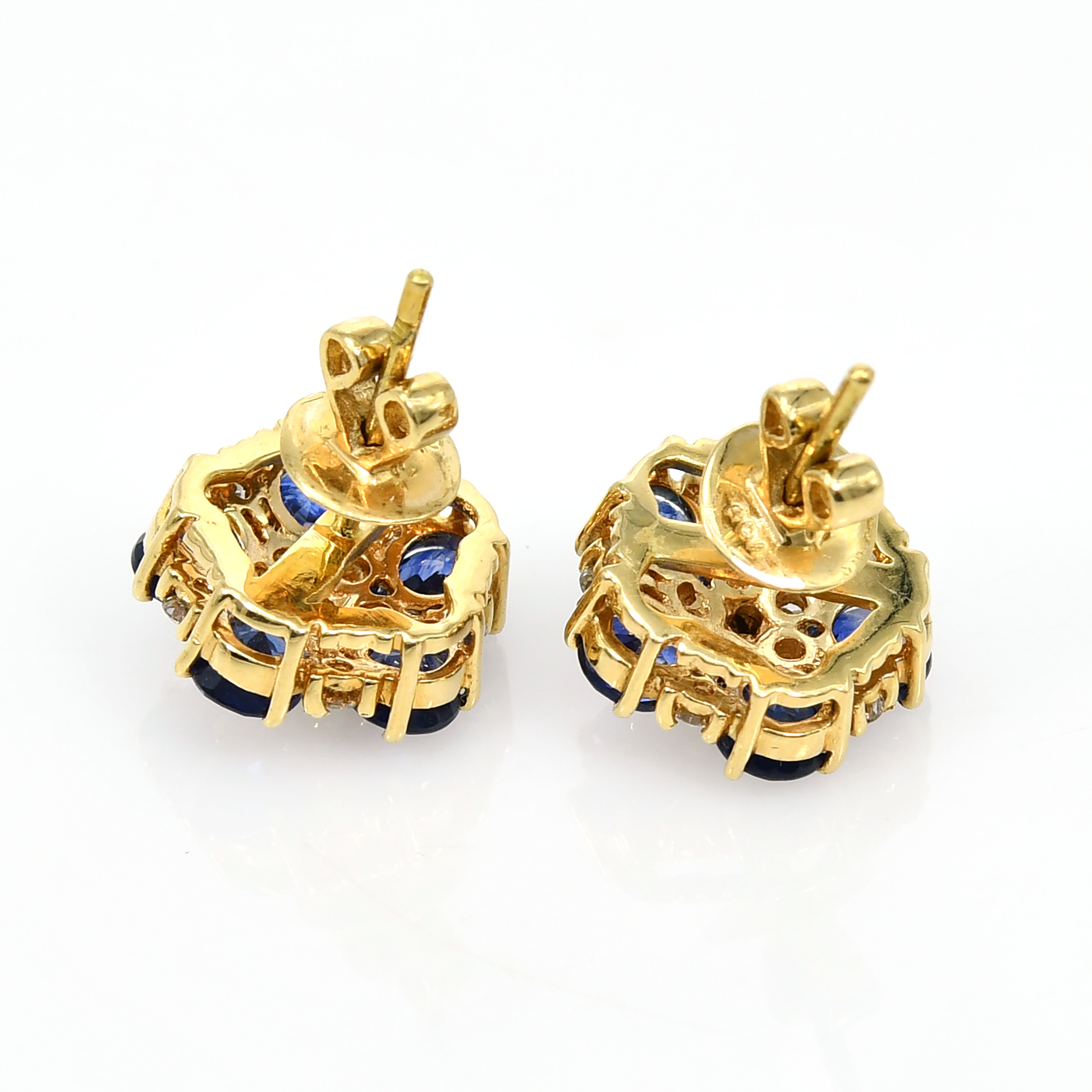 18k Yellow Gold Pear Sapphire & Diamond Earrings