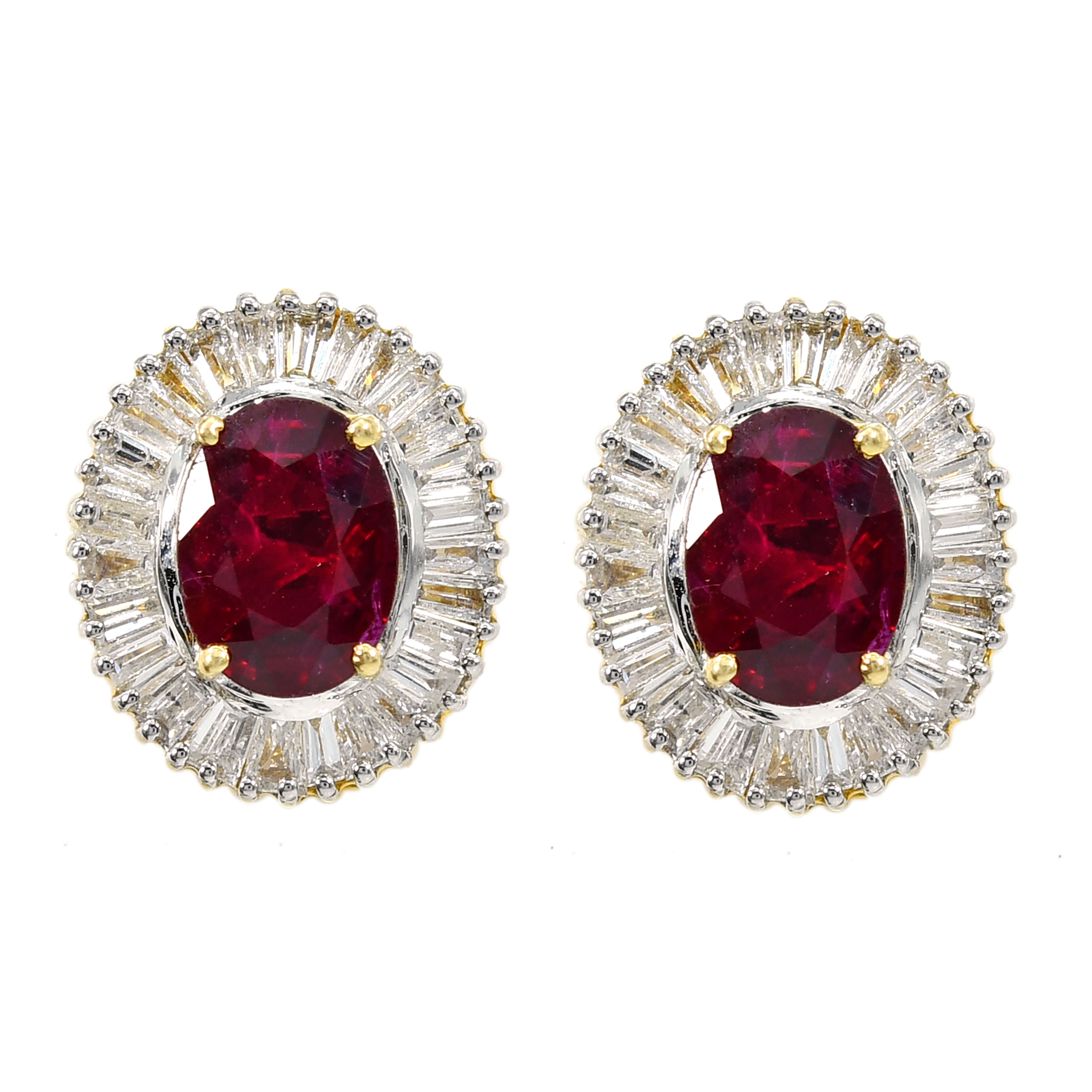 14k Yellow Gold Ruby & Diamond Earrings