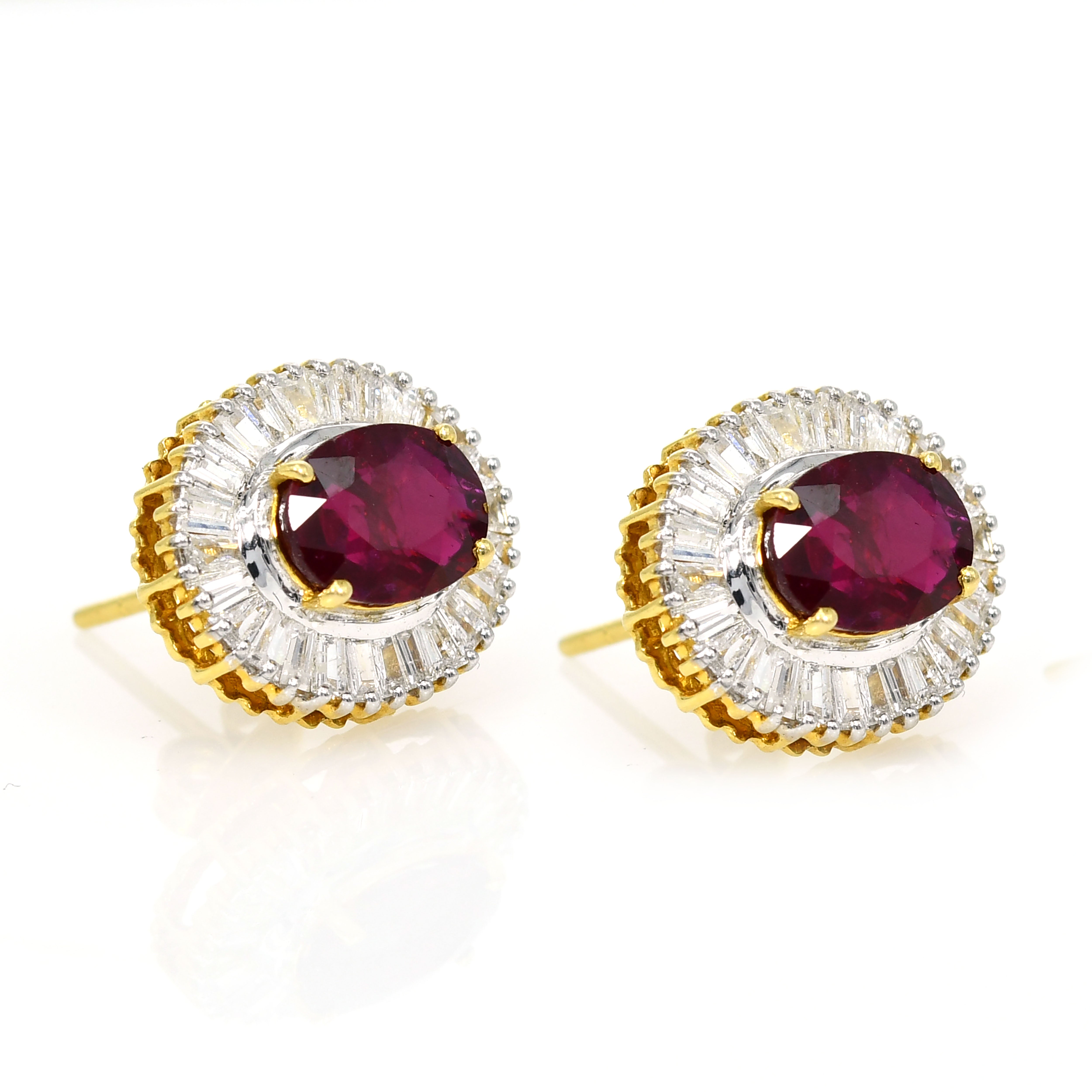 14k Yellow Gold Ruby & Diamond Earrings