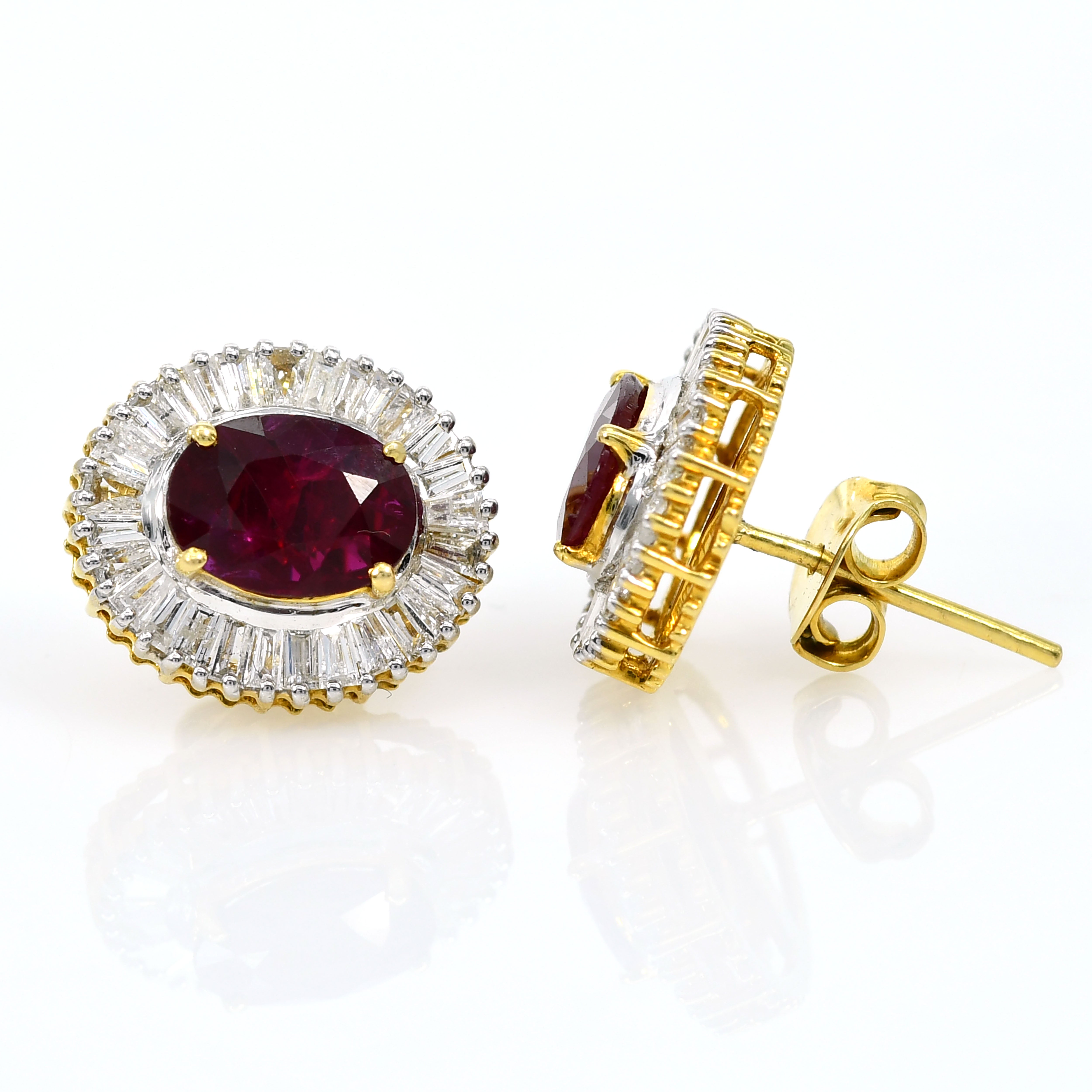 14k Yellow Gold Ruby & Diamond Earrings