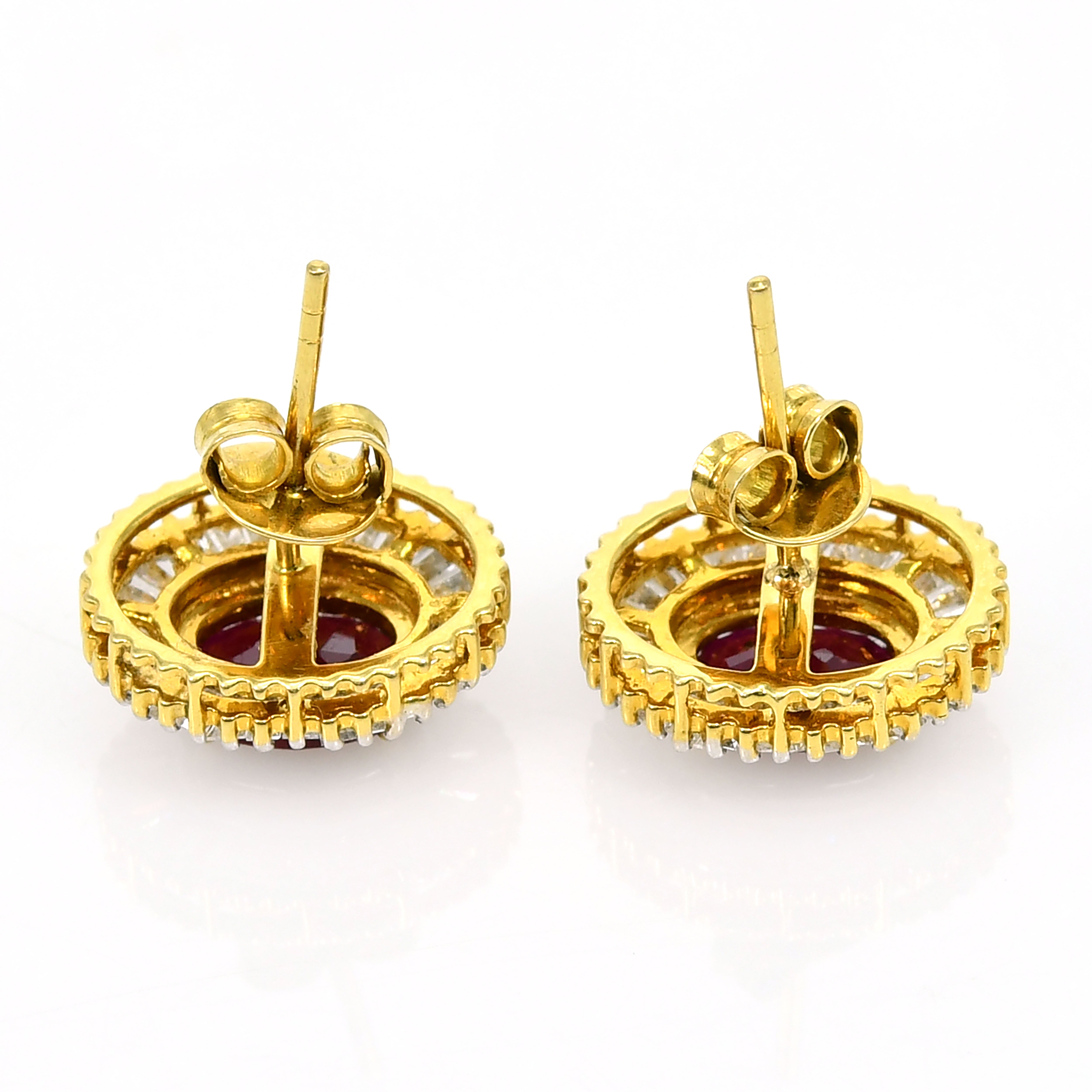 14k Yellow Gold Ruby & Diamond Earrings