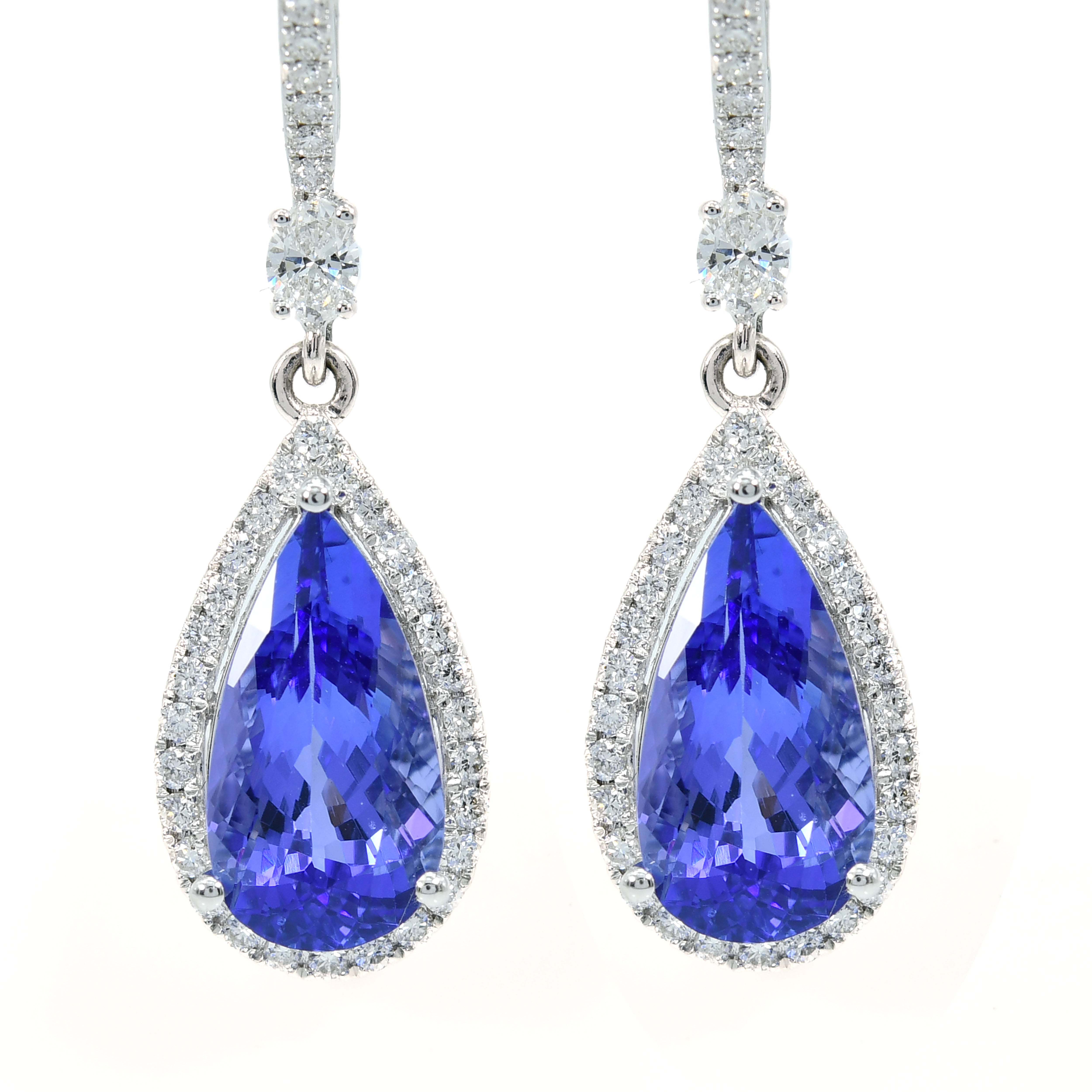 18k White Gold Tanzanite & Diamond Earrings