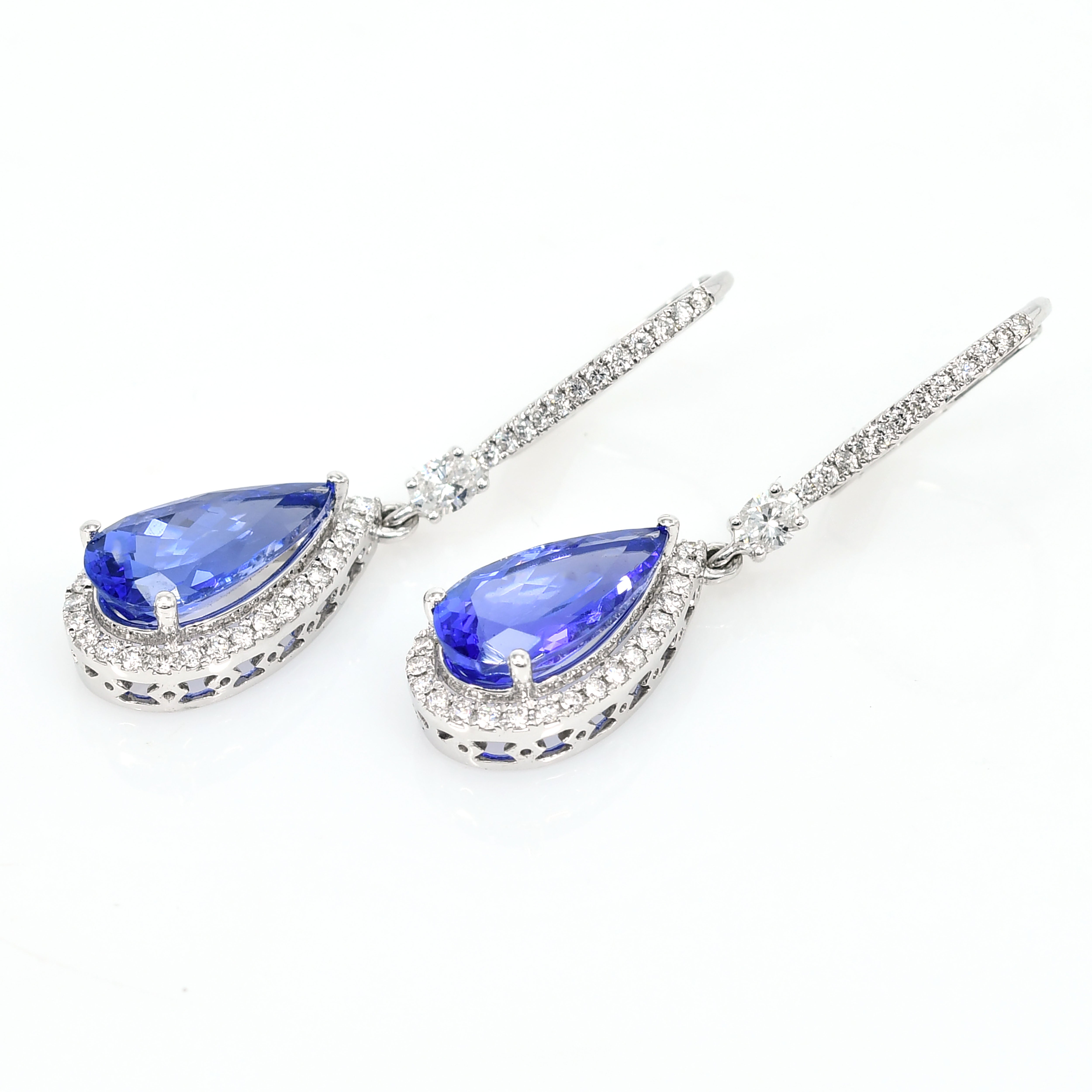 18k White Gold Tanzanite & Diamond Earrings