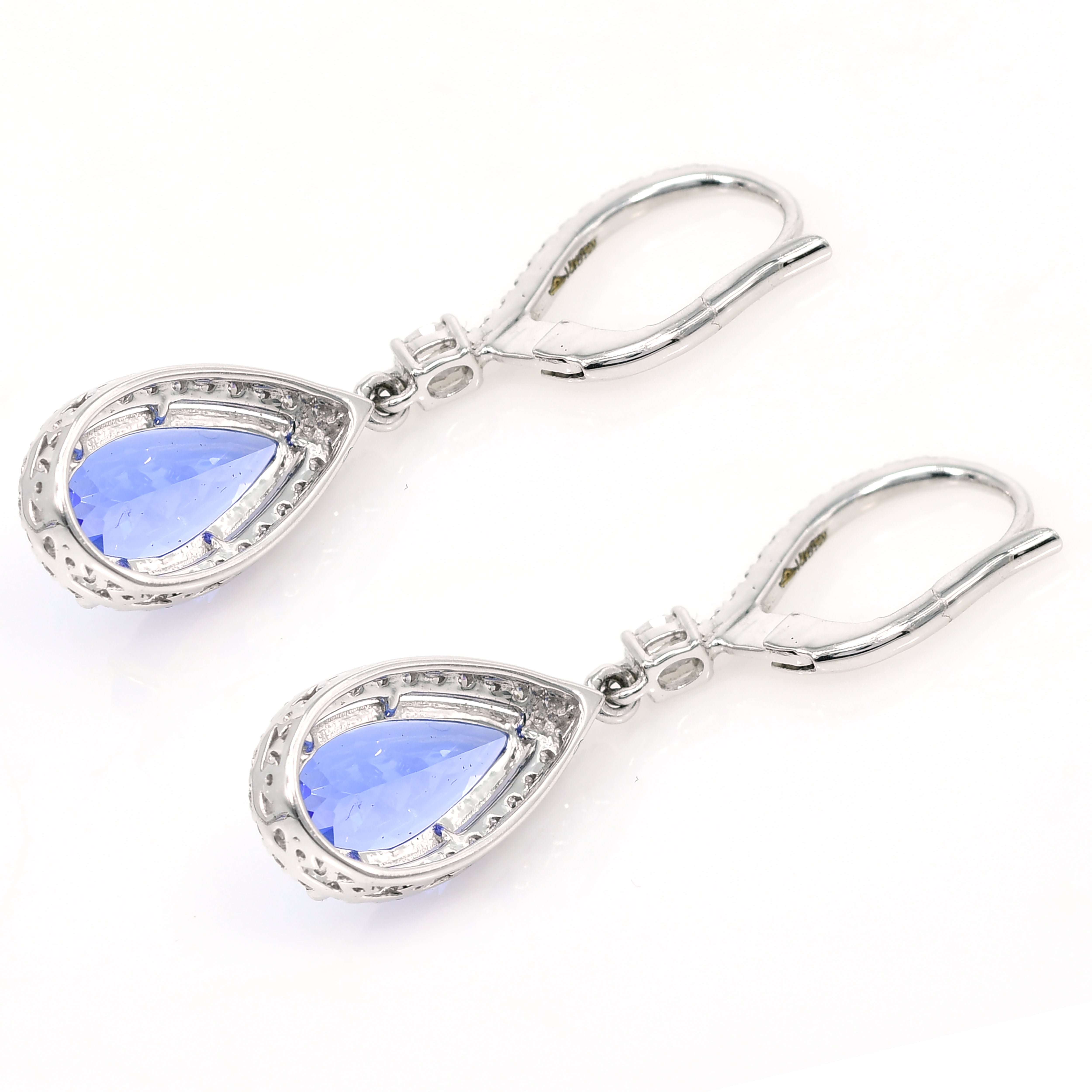 18k White Gold Tanzanite & Diamond Earrings