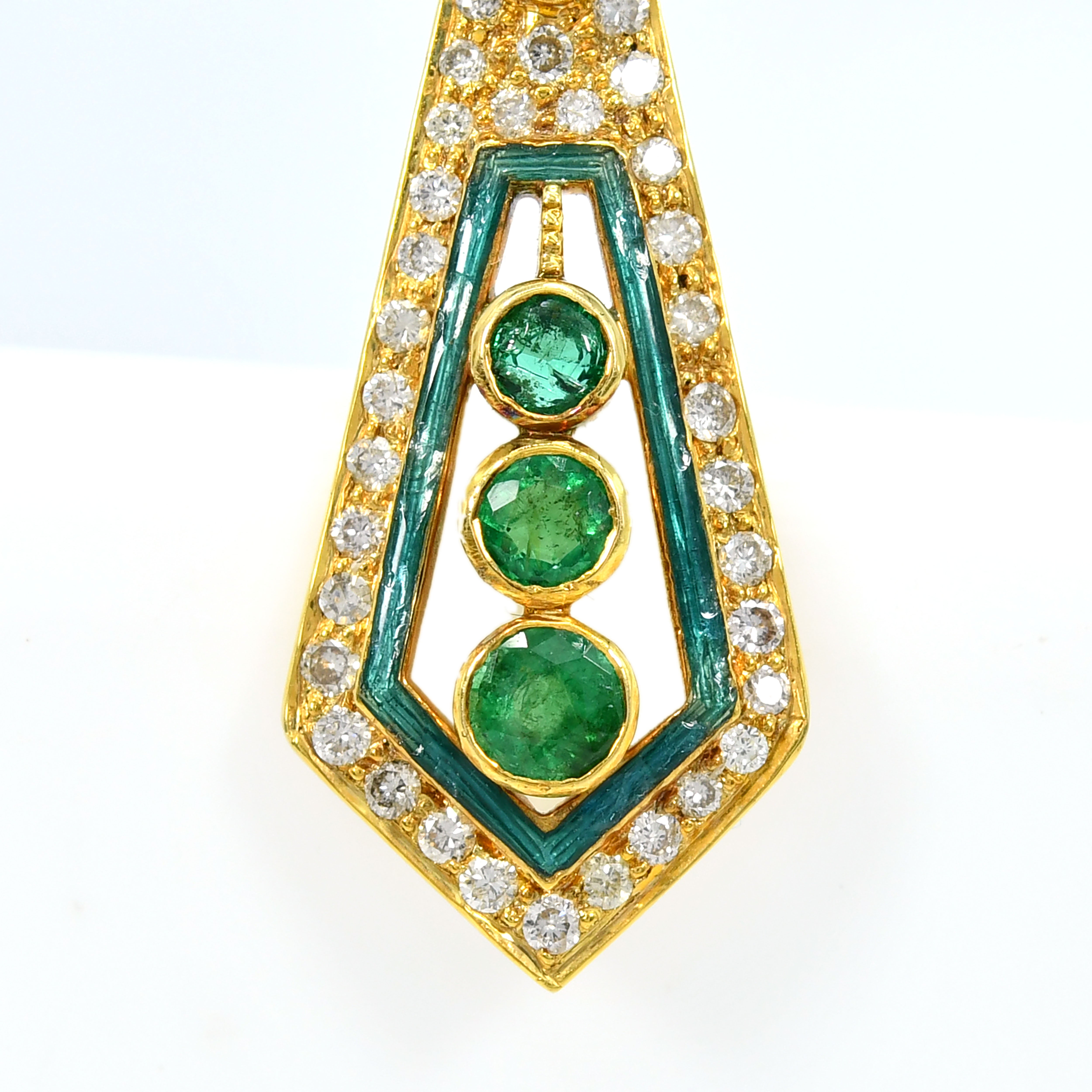 18k Yellow Gold Natural Emerald & Diamond Daily Wear Earrings