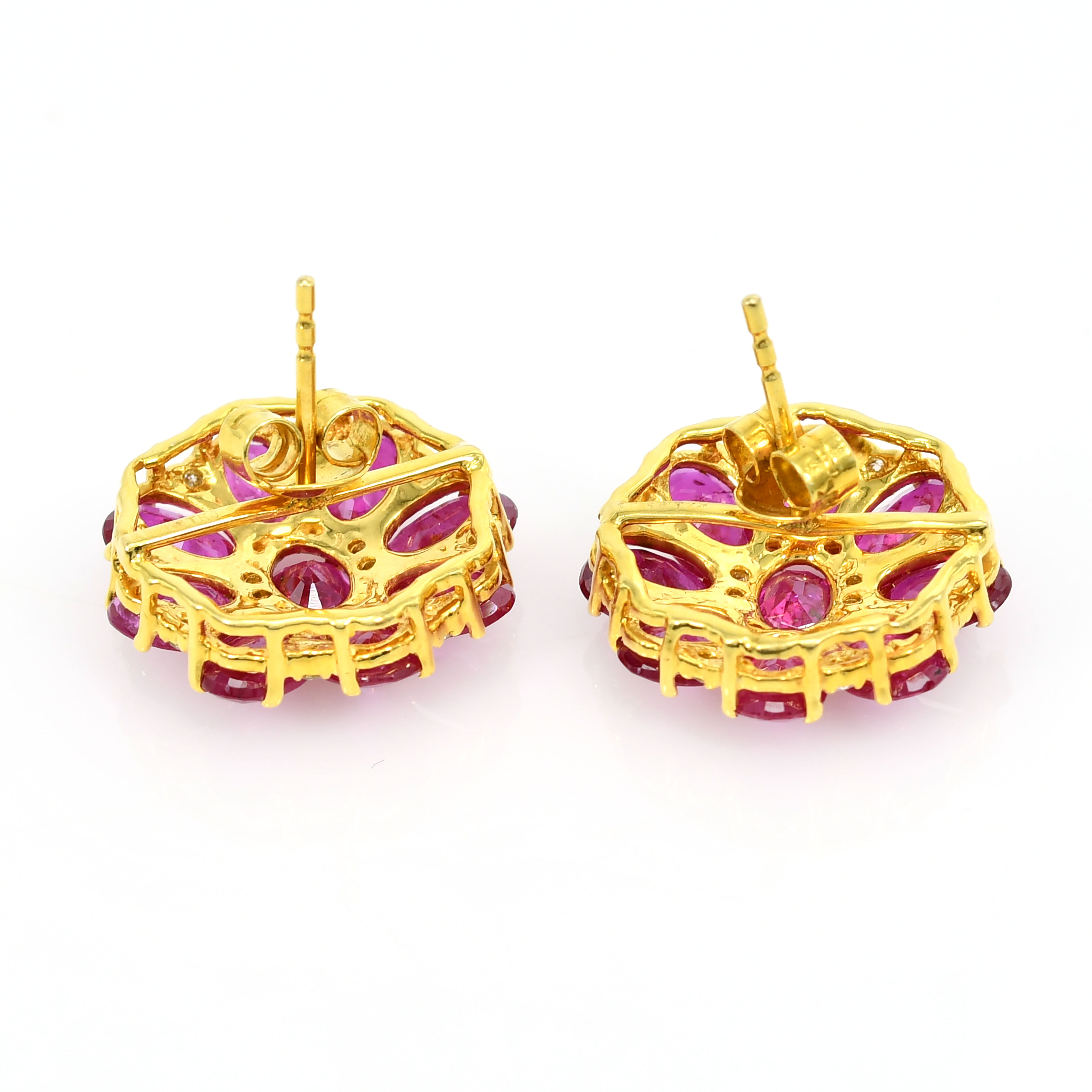 18k Yellow Gold Oval Ruby & Diamond Earrings