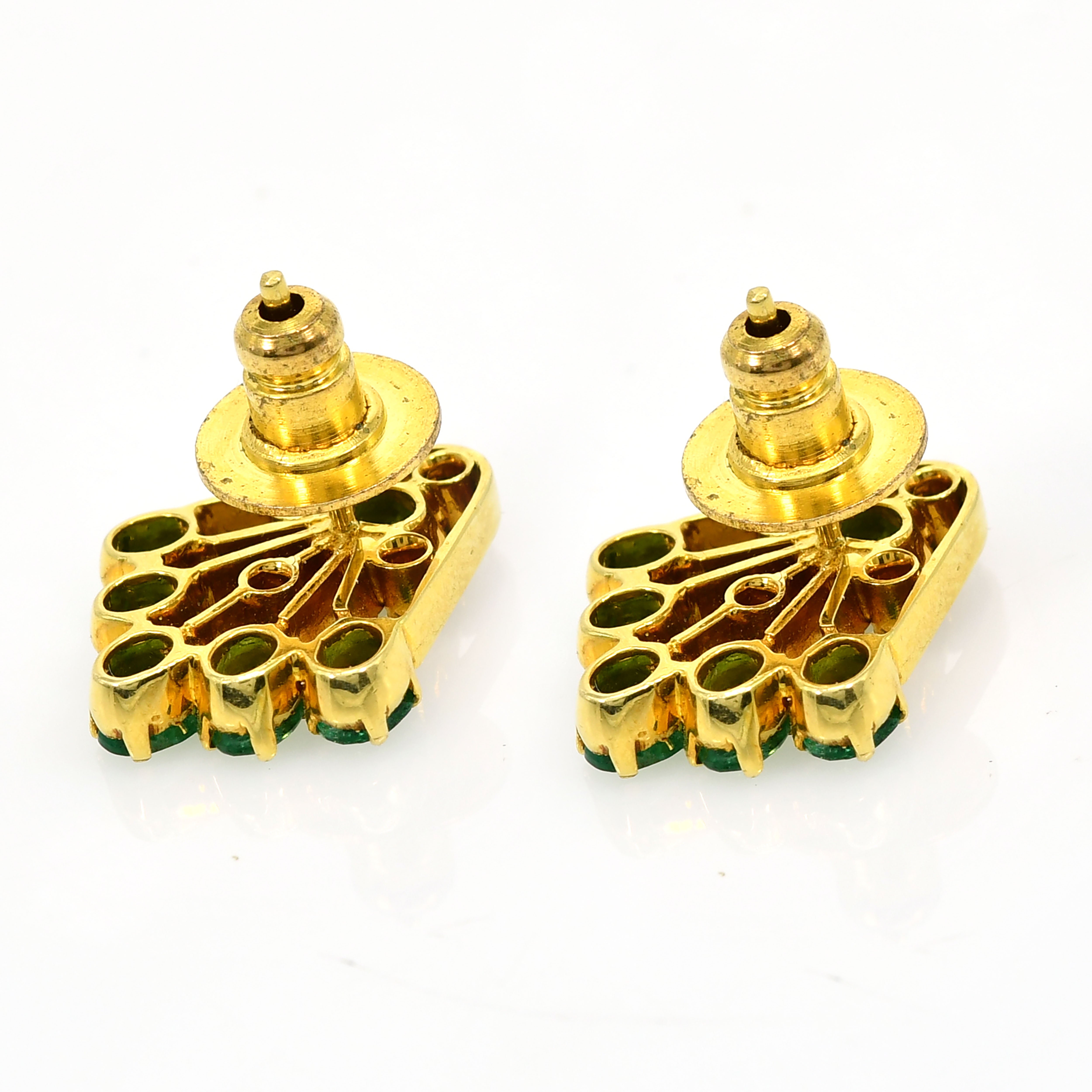 14k Yellow Gold Emerald & Diamond Earrings