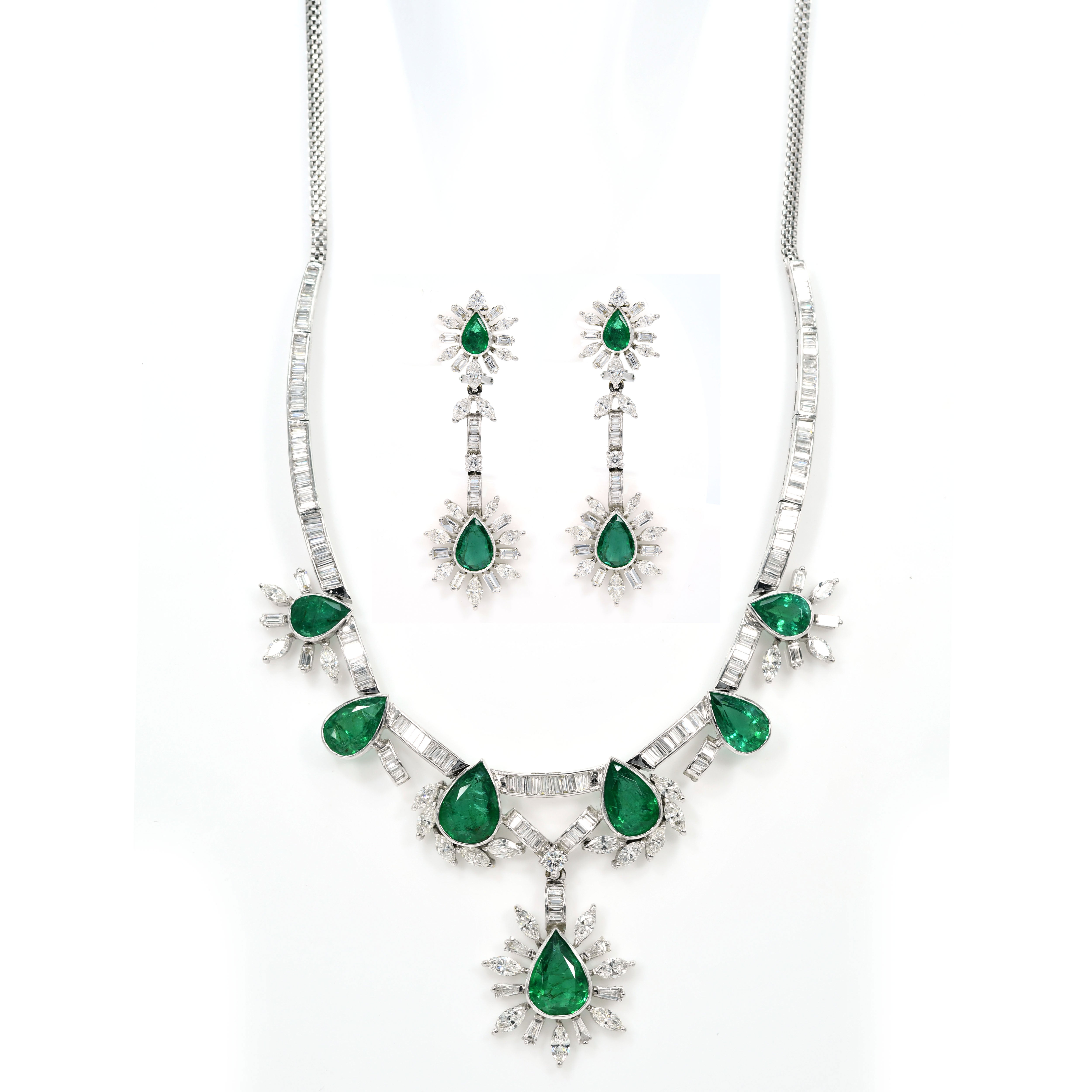 18k White Gold Luxurious Bridal Diamond Necklace Set