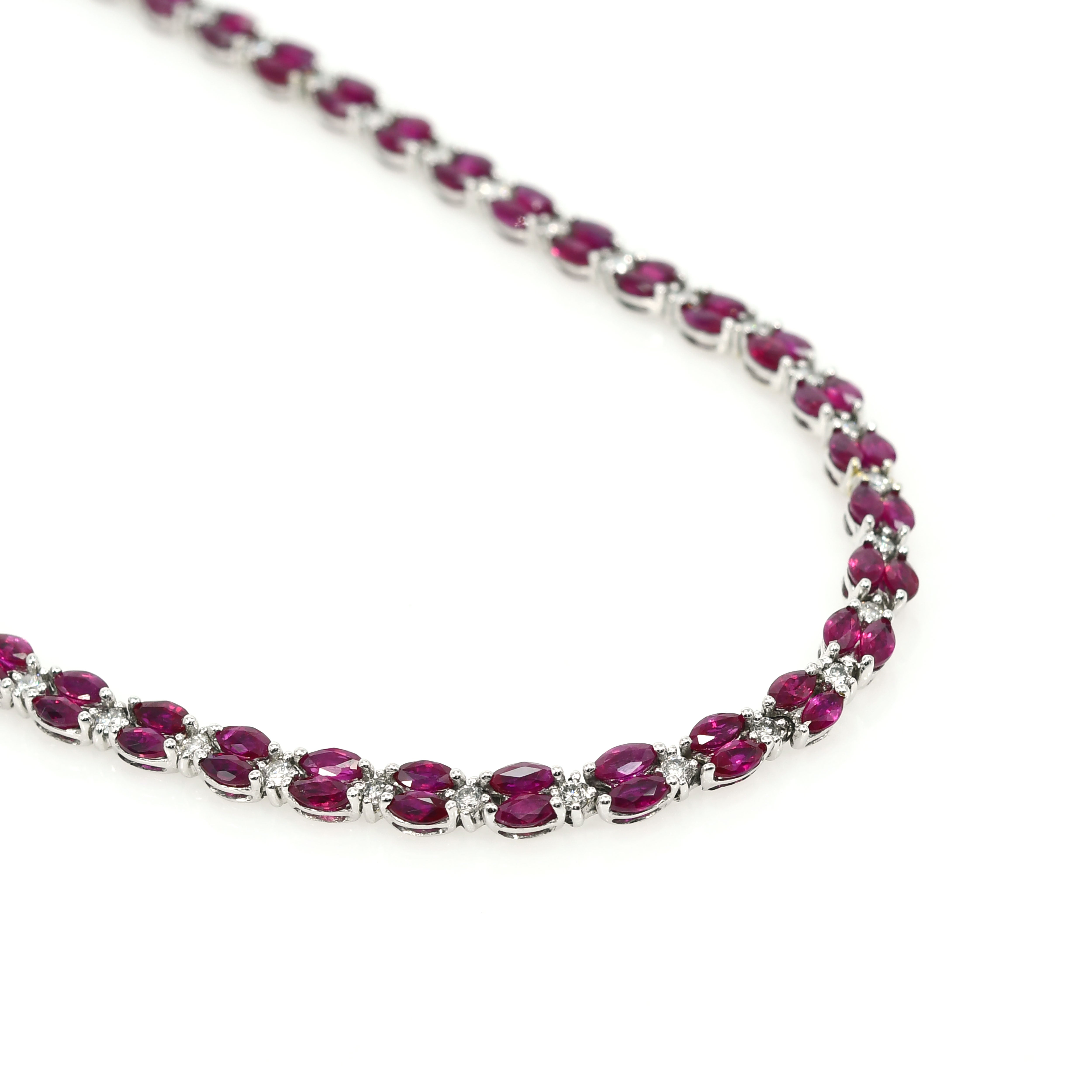Royal Ruby and Diamond Necklace Set in 18k White Gold