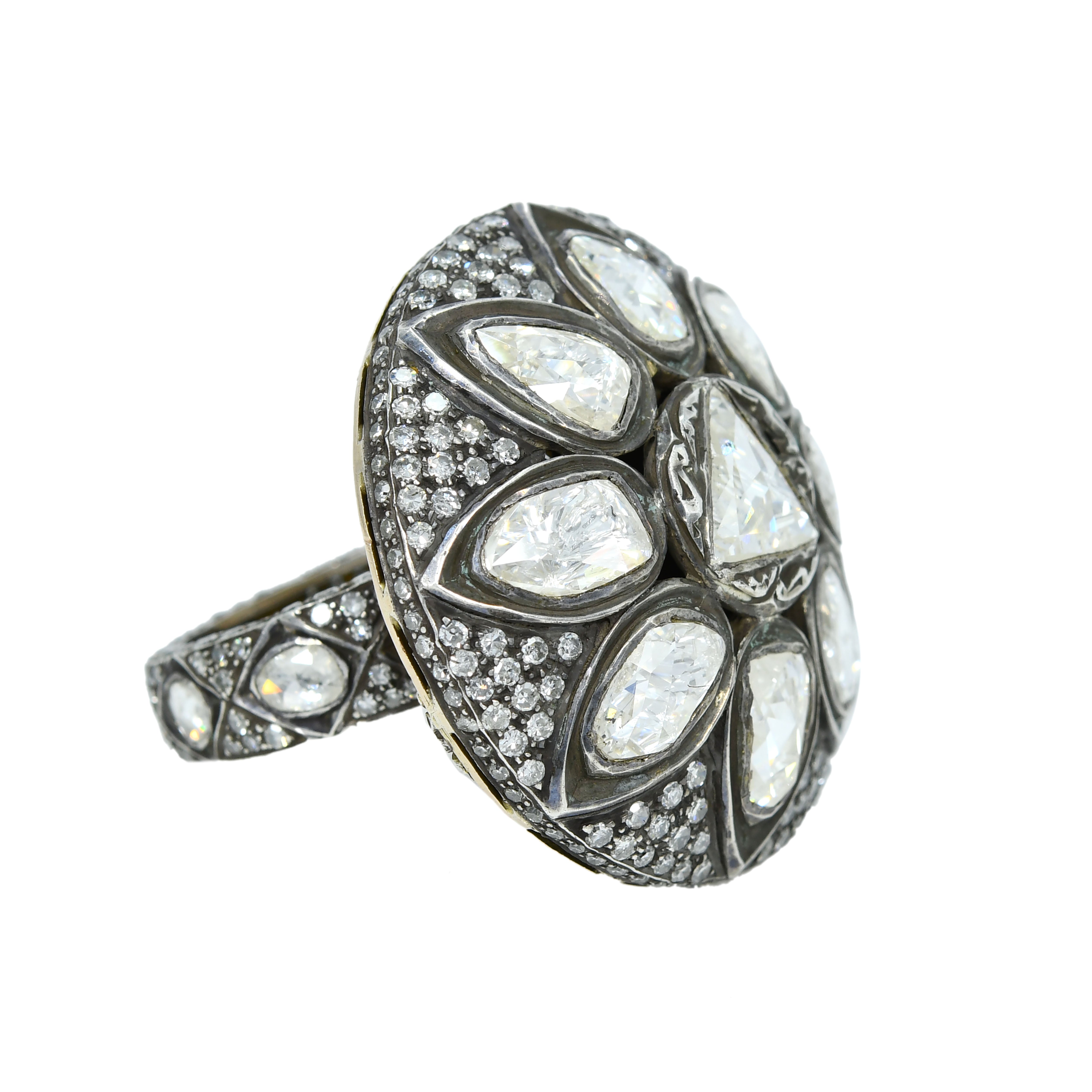 Bloom Fancy Diamond Ring - Yellow Gold & Silver