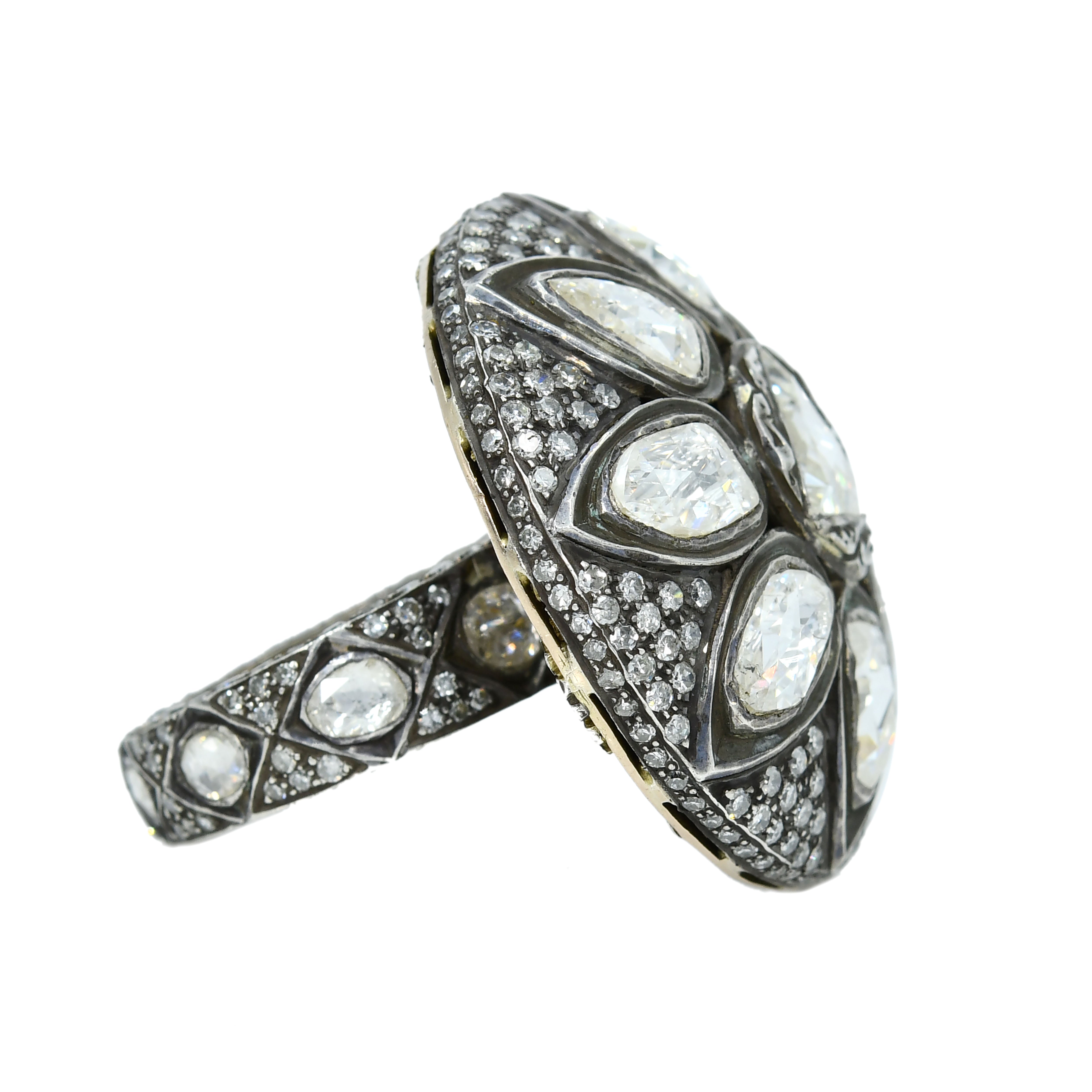 Bloom Fancy Diamond Ring - Yellow Gold & Silver