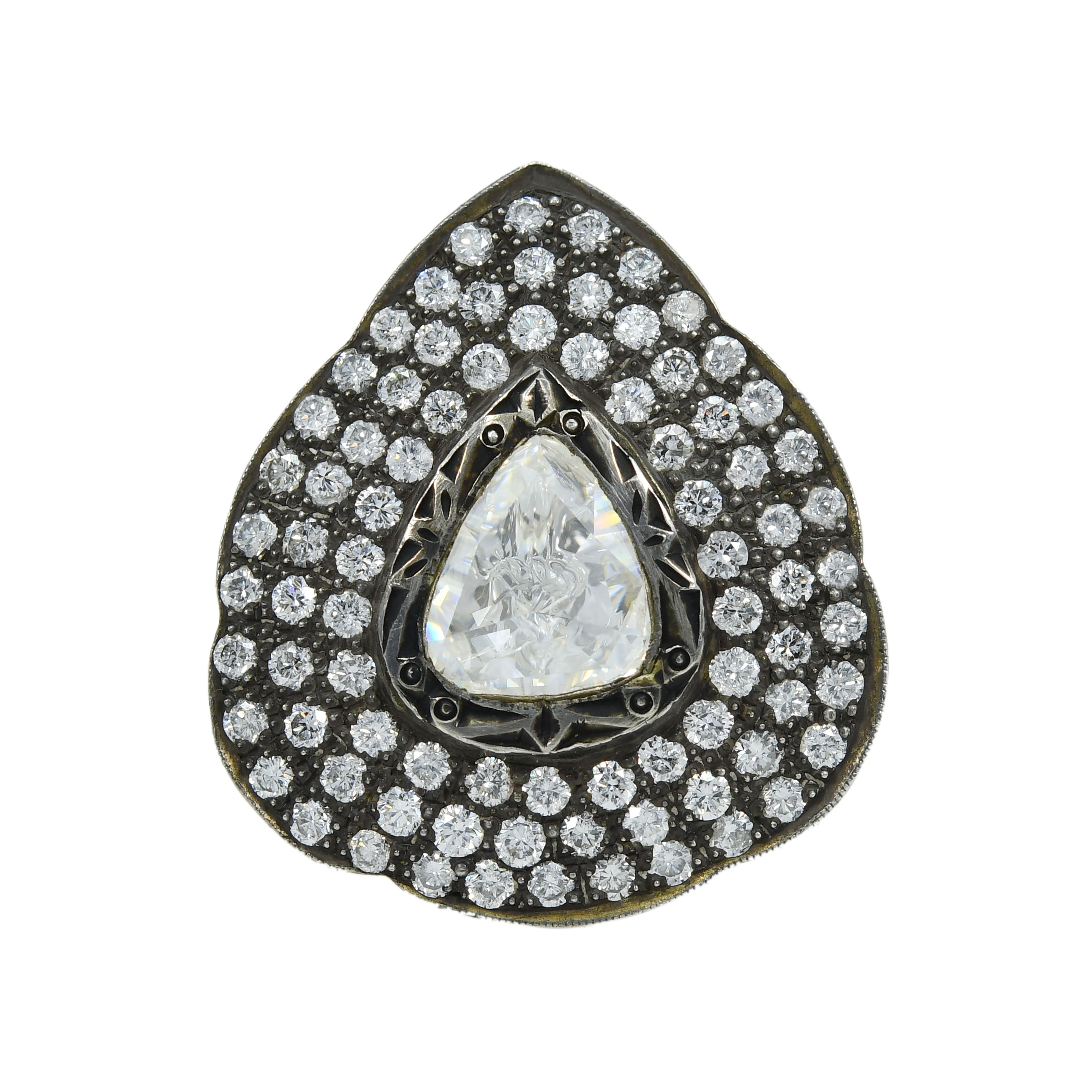 Decadence Fancy & Round Diamond Ring - Yellow Gold & Silver