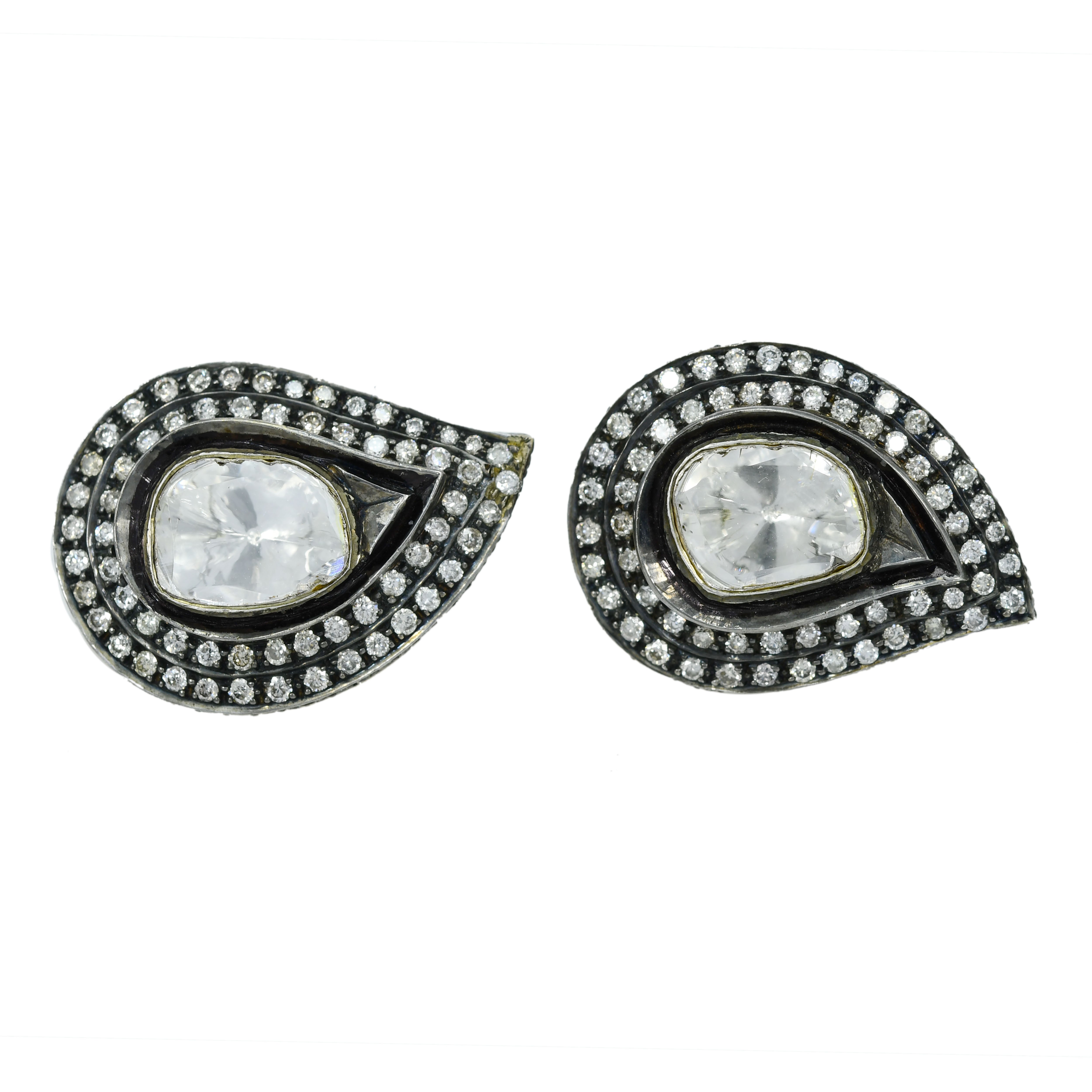 18k White Gold Round Diamond Earrings